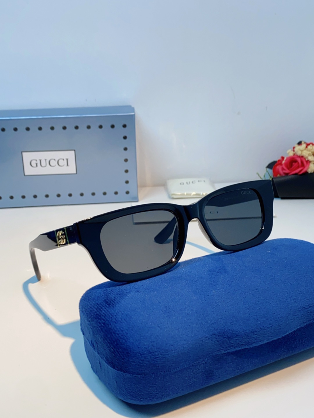 Gucci古奇 2025新款墨镜女时尚方框太阳眼镜 网红街拍男女通用