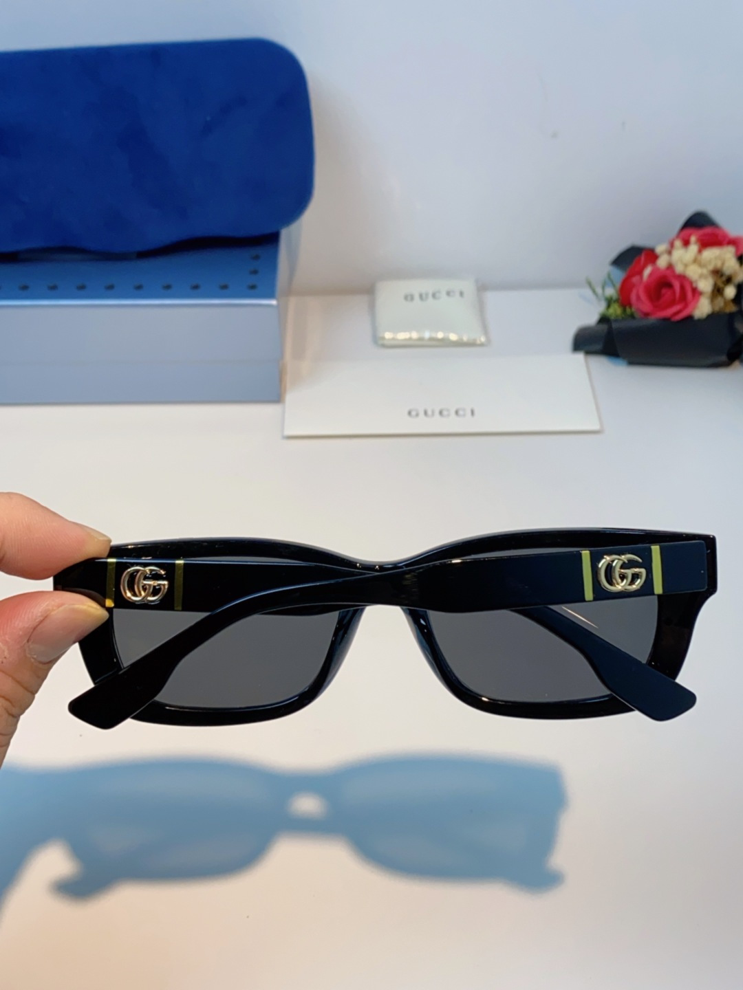 Gucci古奇 2025新款墨镜女时尚方框太阳眼镜 网红街拍男女通用