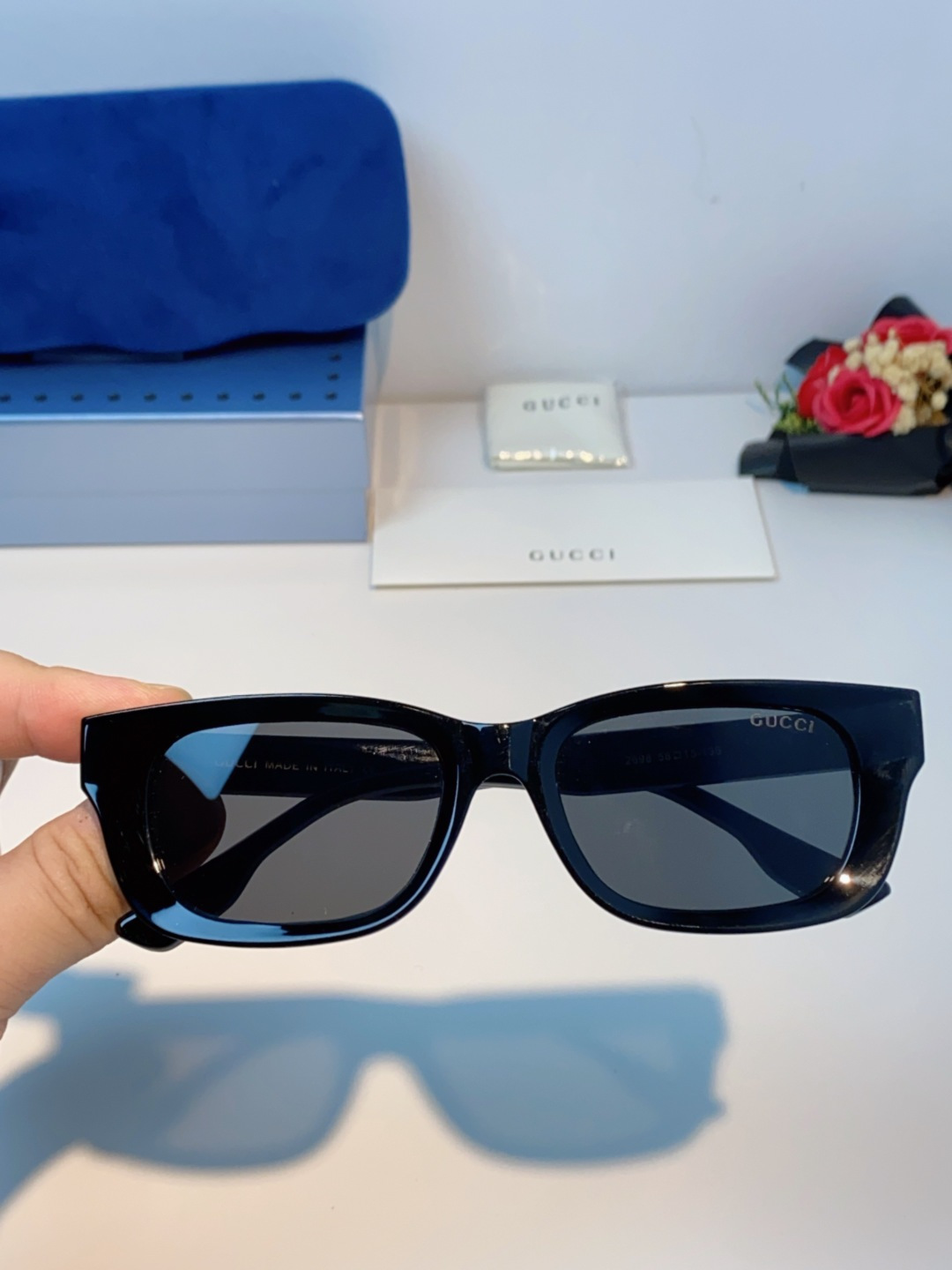 Gucci古奇 2025新款墨镜女时尚方框太阳眼镜 网红街拍男女通用