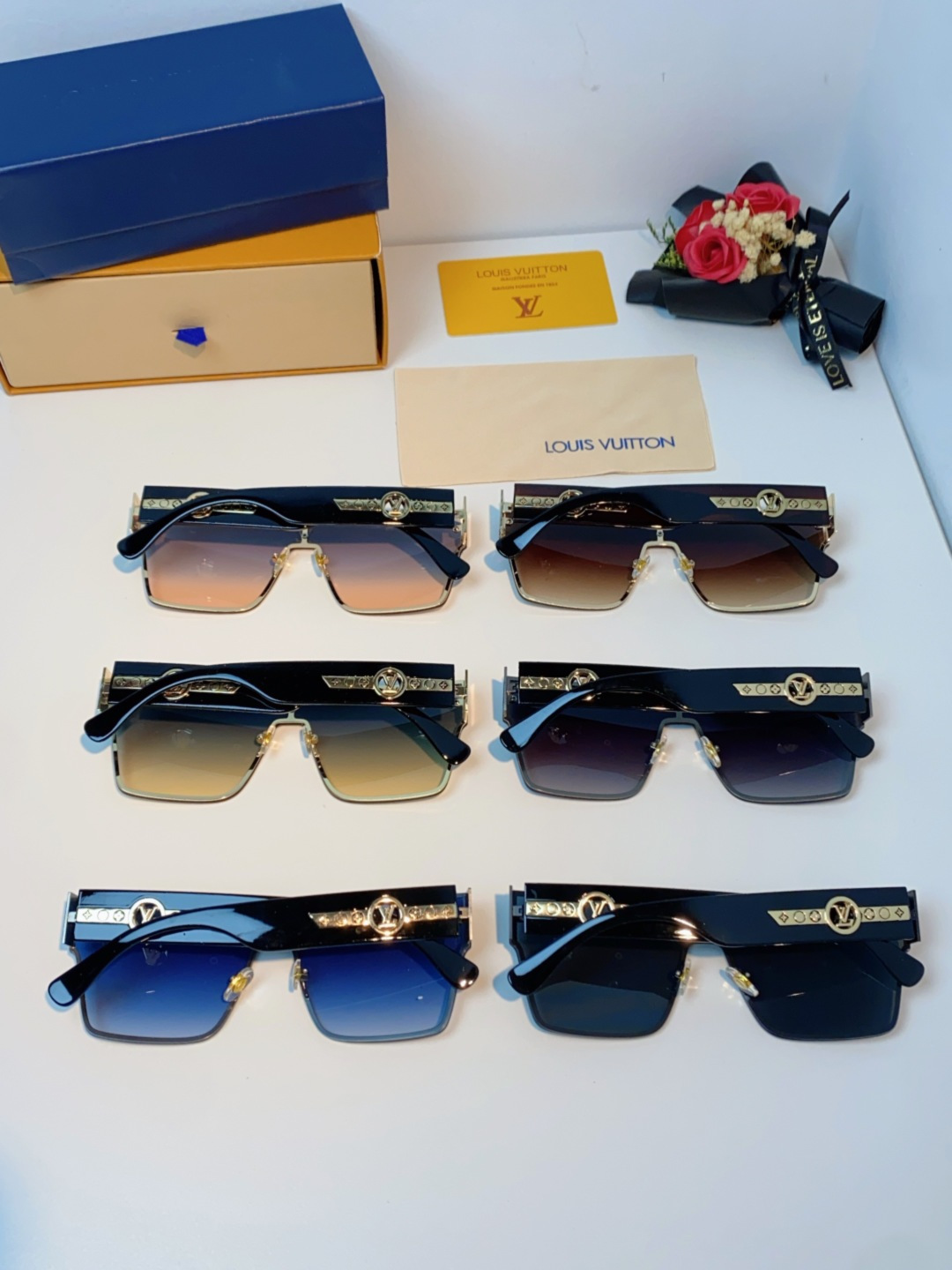 LOUIS VUITTON路易威登 2025新款Lv镜腿连串符号无框切边超大镜片轻奢高级感太阳镜男女通用