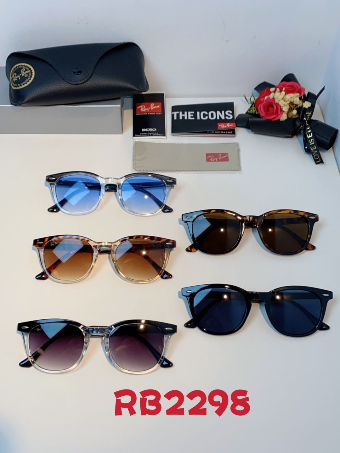 RayBan雷朋 2025新款日系街头潮酷小框男士太阳镜可配近视港风复古小众穿搭墨镜 RB2298 si