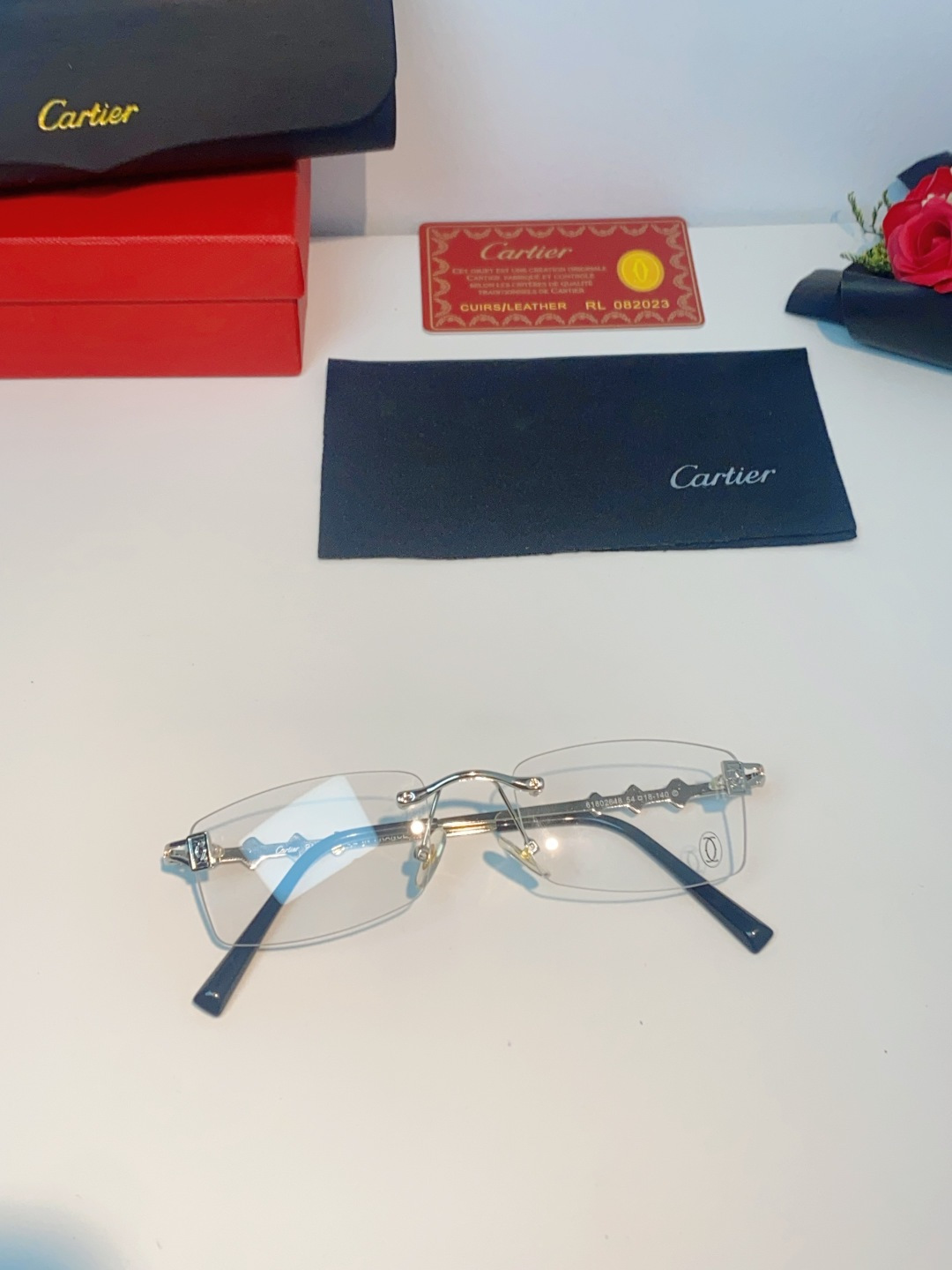 Cartier卡地亚 2026新春款复古简约方形无边框男士大脸墨镜斯文痞帅防紫外线太阳镜女韩版潮 男女通