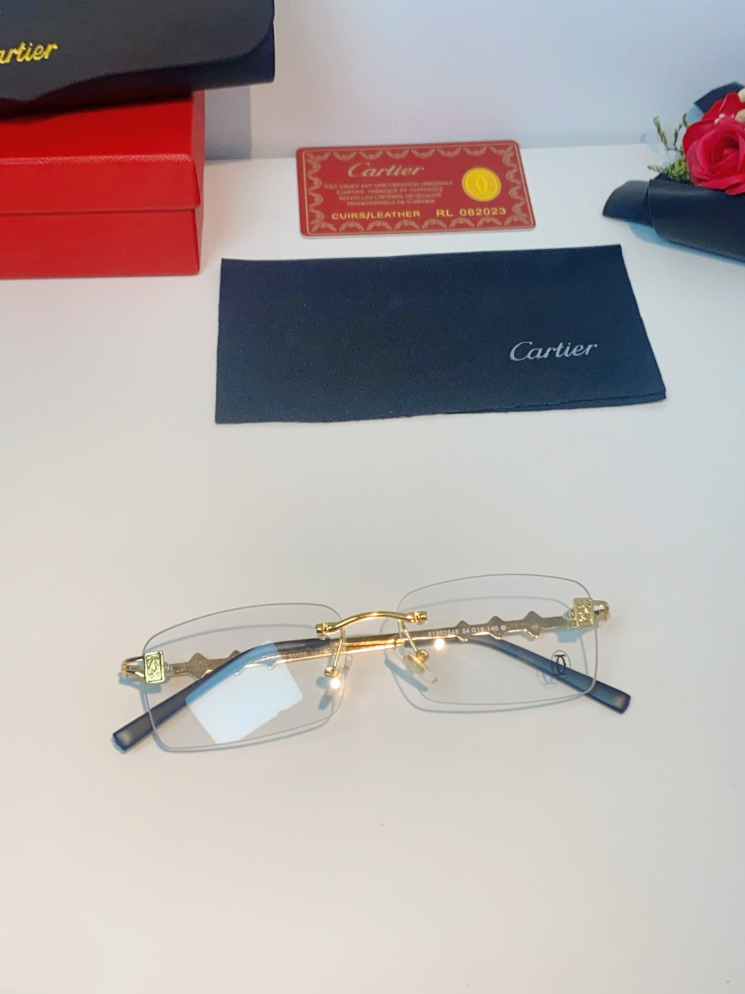 Cartier卡地亚 2026新春款复古简约方形无边框男士大脸墨镜斯文痞帅防紫外线太阳镜女韩版潮 男女通