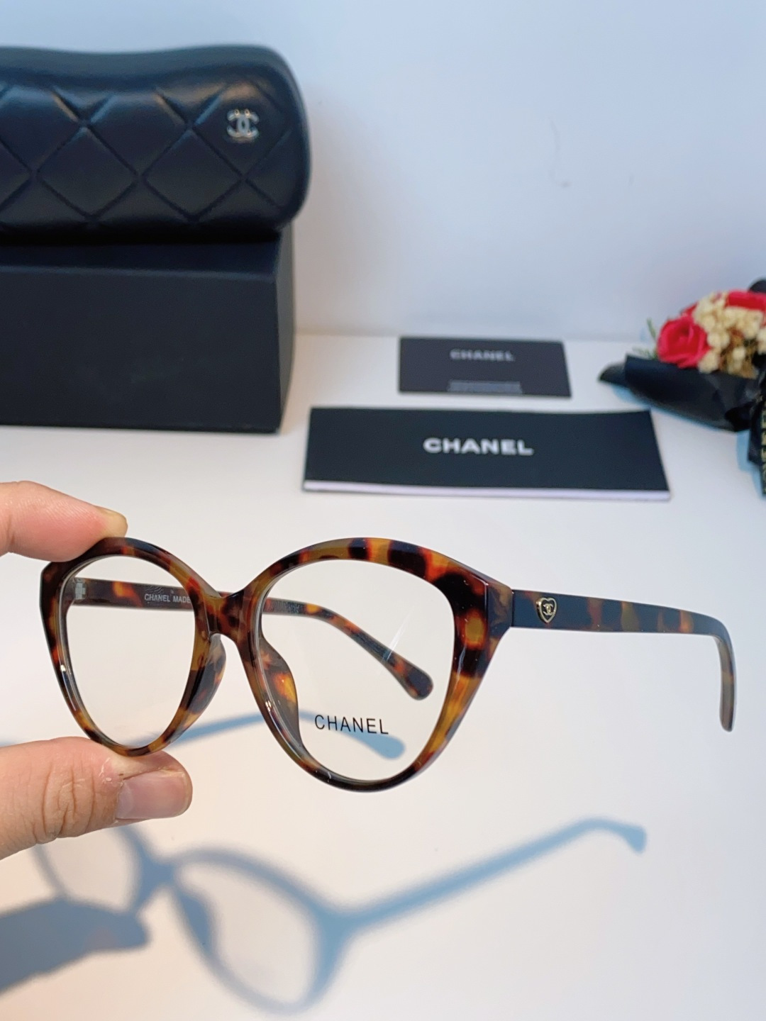 Chanel香奈儿 2026新款小香爱心平光镜百搭时尚CH3464猫眼素颜眼镜架可配近视镜片潮男潮女