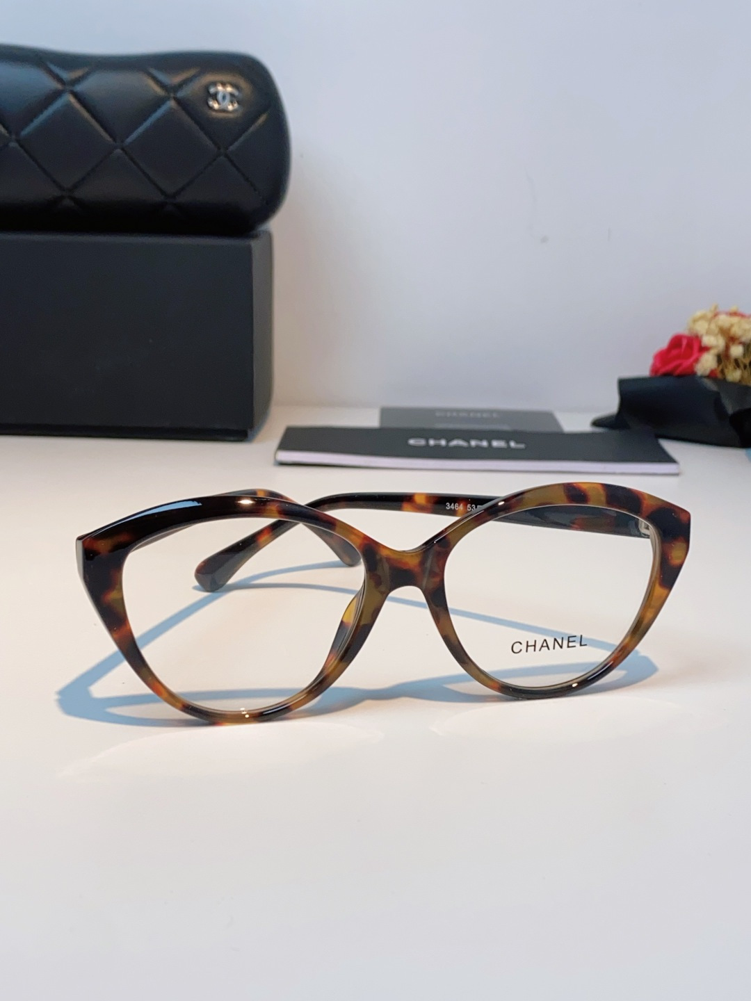 Chanel香奈儿 2026新款小香爱心平光镜百搭时尚CH3464猫眼素颜眼镜架可配近视镜片潮男潮女