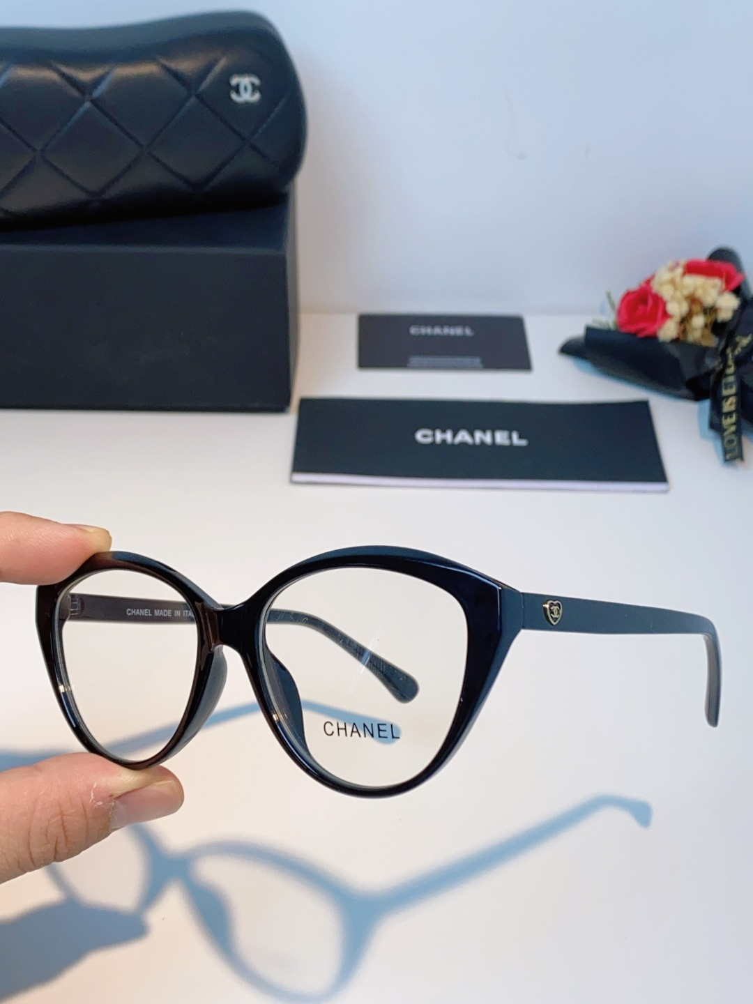 Chanel香奈儿 2026新款小香爱心平光镜百搭时尚CH3464猫眼素颜眼镜架可配近视镜片潮男潮女