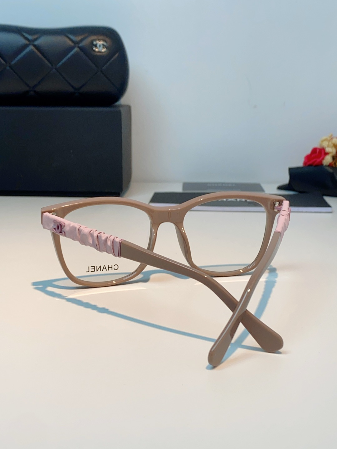 Chanel 香奈儿小红书富家千金高颜值眼镜框女皱褶皮素颜神器香槟咖近视眼镜架女士墨镜光学镜