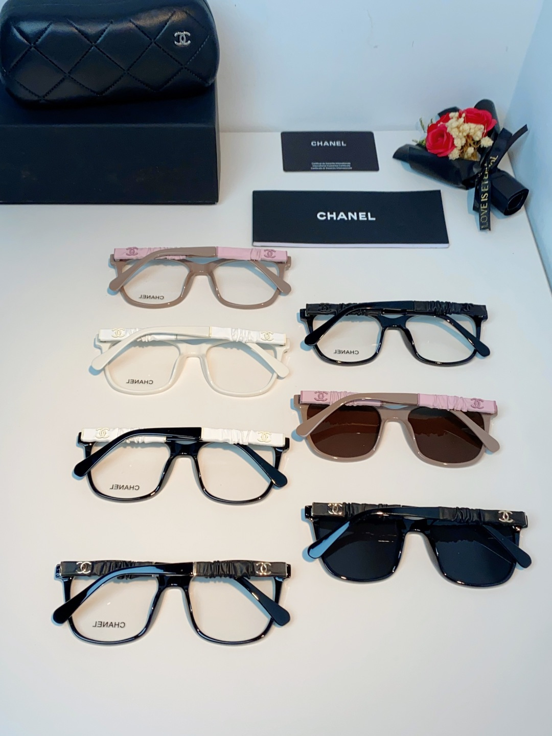 Chanel 香奈儿小红书富家千金高颜值眼镜框女皱褶皮素颜神器香槟咖近视眼镜架女士墨镜光学镜