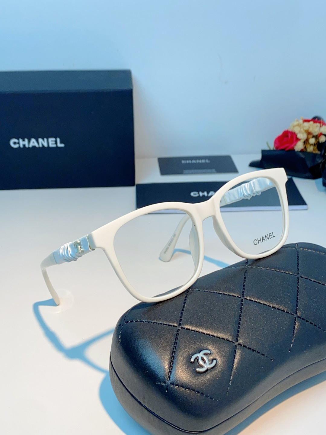 Chanel 香奈儿小红书富家千金高颜值眼镜框女皱褶皮素颜神器香槟咖近视眼镜架女士墨镜光学镜