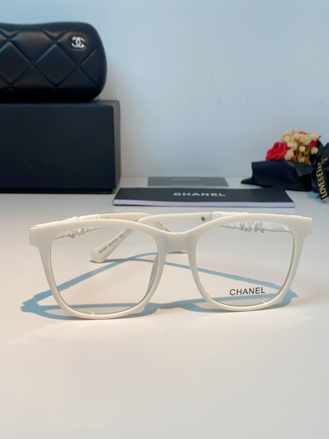 Chanel 香奈儿小红书富家千金高颜值眼镜框女皱褶皮素颜神器香槟咖近视眼镜架女士墨镜光学镜