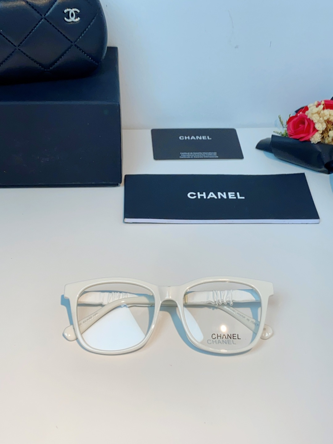 Chanel 香奈儿小红书富家千金高颜值眼镜框女皱褶皮素颜神器香槟咖近视眼镜架女士墨镜光学镜