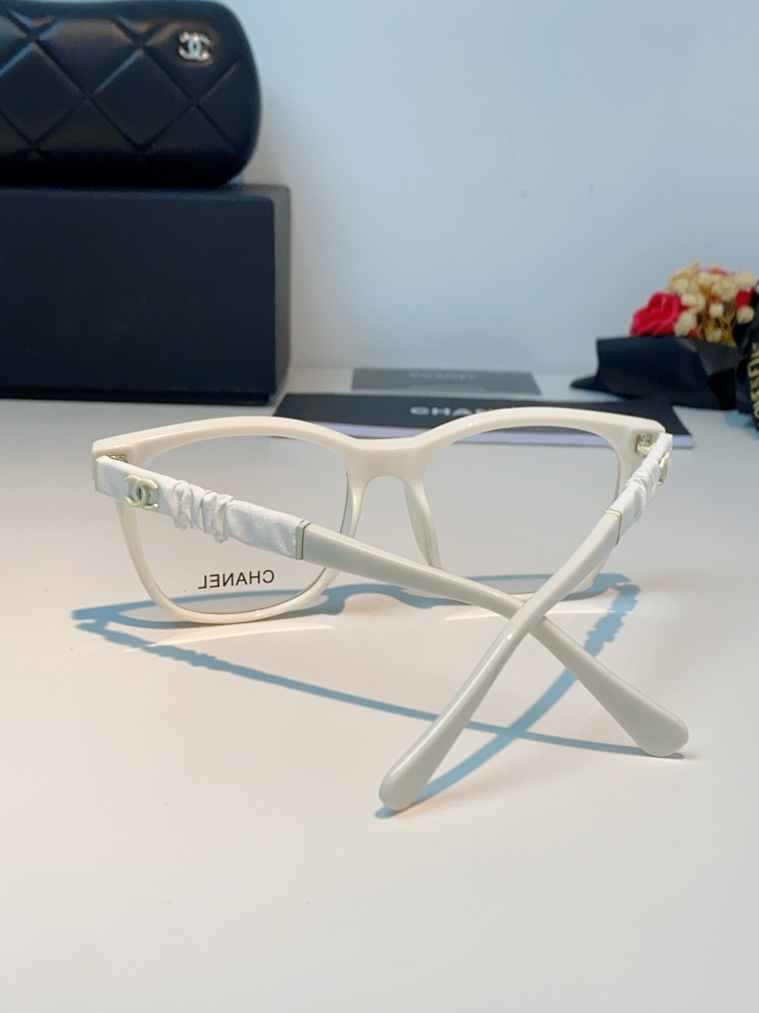 Chanel 香奈儿小红书富家千金高颜值眼镜框女皱褶皮素颜神器香槟咖近视眼镜架女士墨镜光学镜