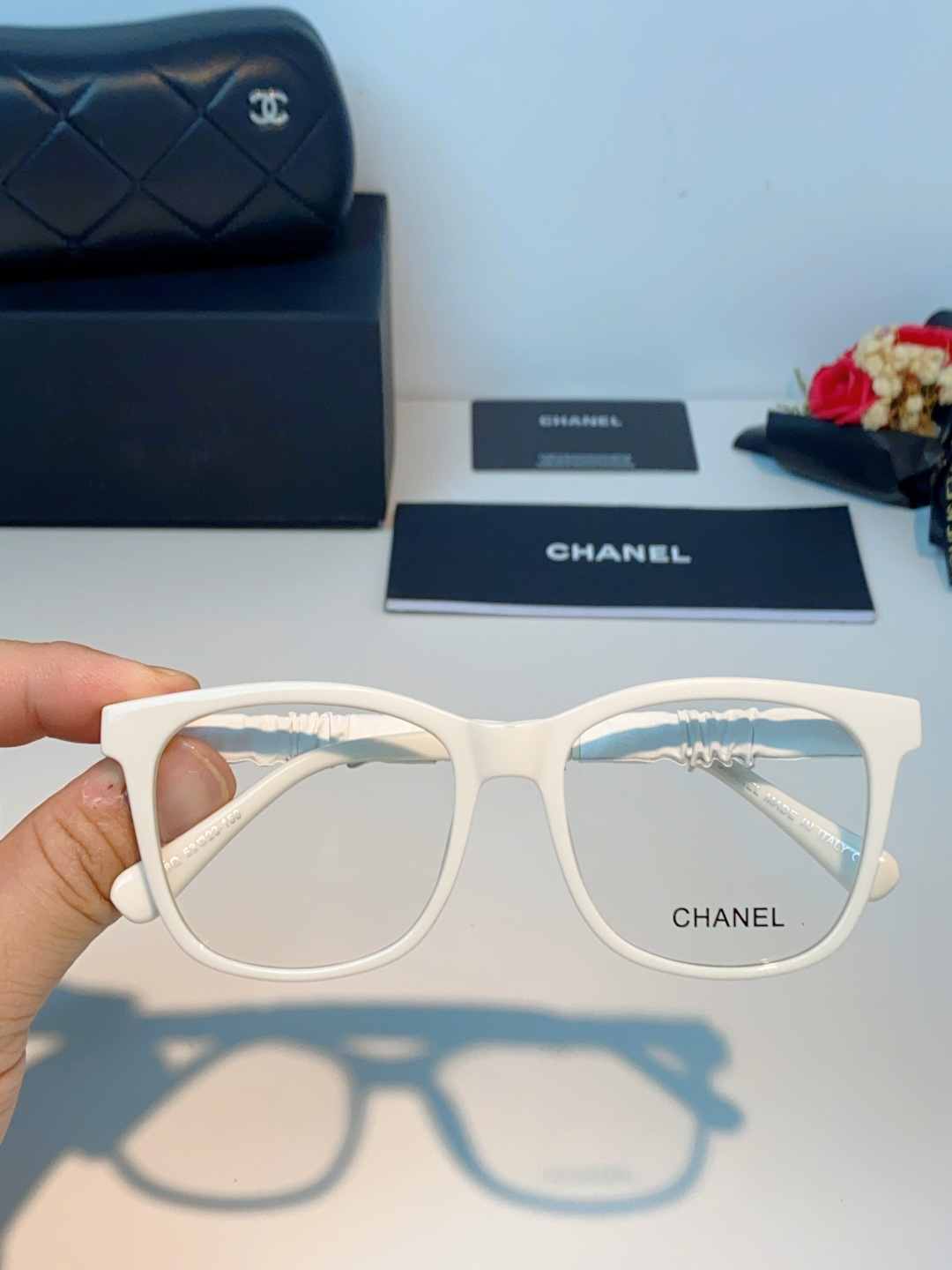 Chanel 香奈儿小红书富家千金高颜值眼镜框女皱褶皮素颜神器香槟咖近视眼镜架女士墨镜光学镜