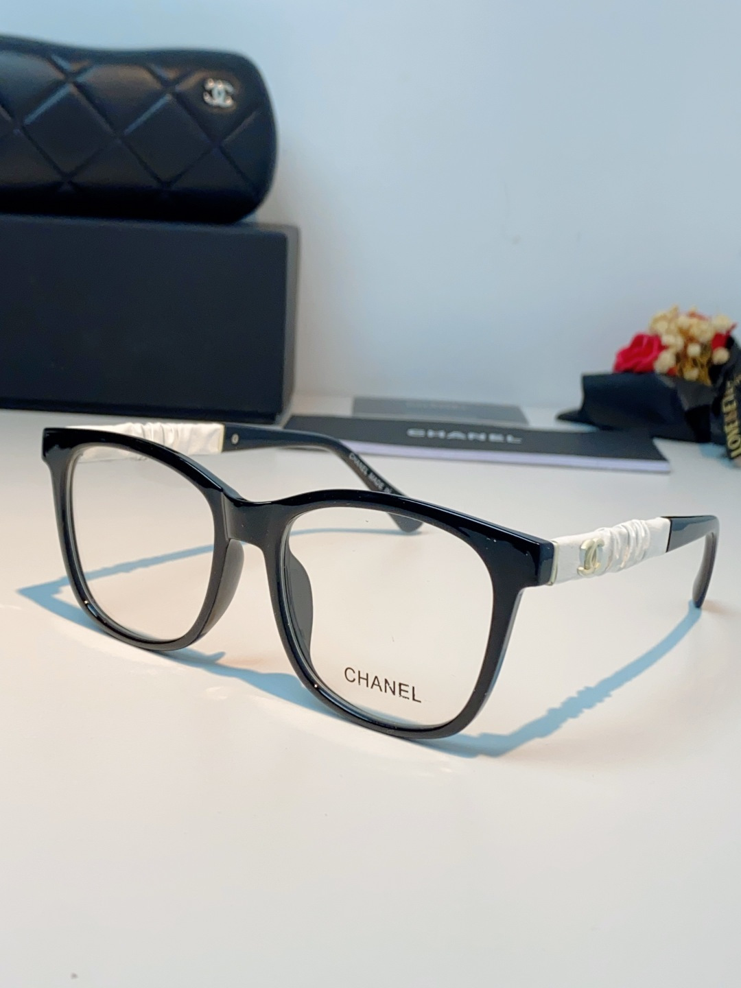 Chanel 香奈儿小红书富家千金高颜值眼镜框女皱褶皮素颜神器香槟咖近视眼镜架女士墨镜光学镜