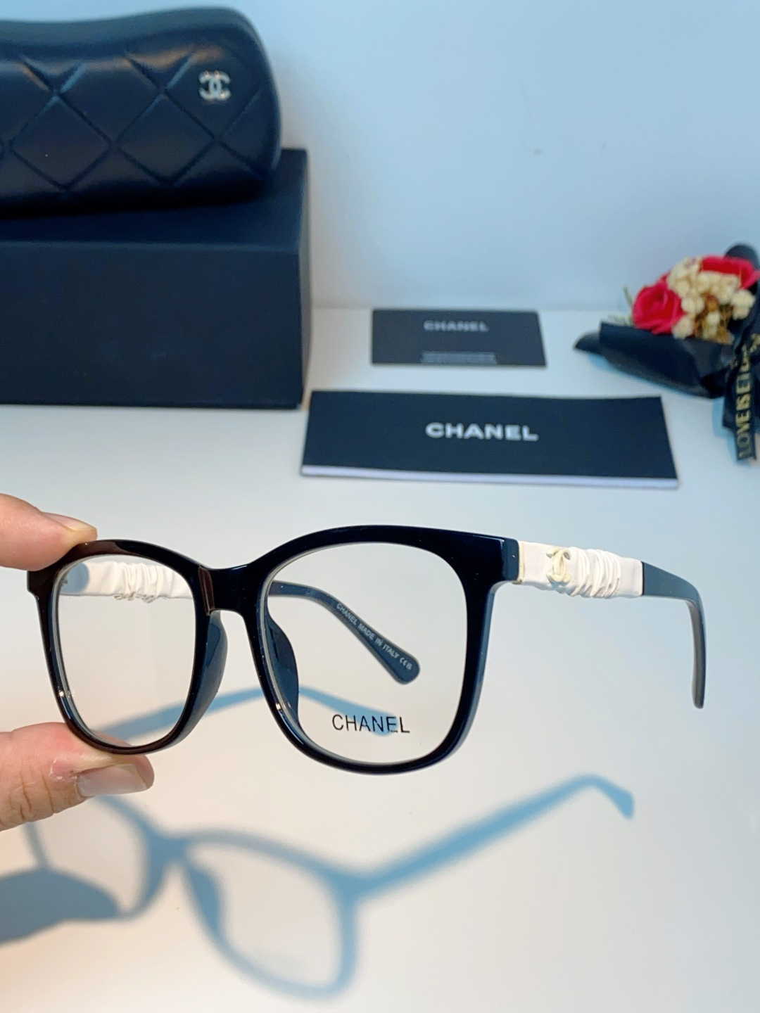 Chanel 香奈儿小红书富家千金高颜值眼镜框女皱褶皮素颜神器香槟咖近视眼镜架女士墨镜光学镜