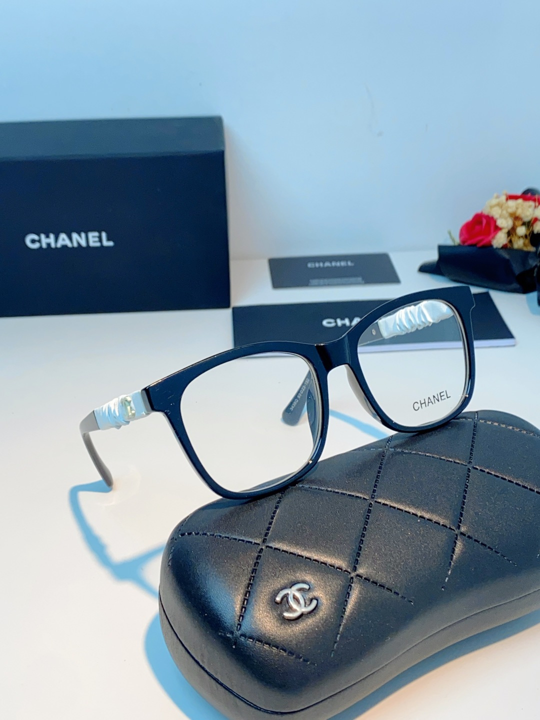 Chanel 香奈儿小红书富家千金高颜值眼镜框女皱褶皮素颜神器香槟咖近视眼镜架女士墨镜光学镜