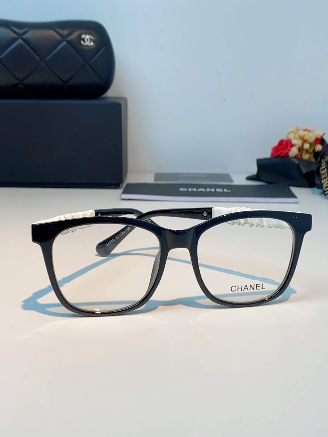 Chanel 香奈儿小红书富家千金高颜值眼镜框女皱褶皮素颜神器香槟咖近视眼镜架女士墨镜光学镜