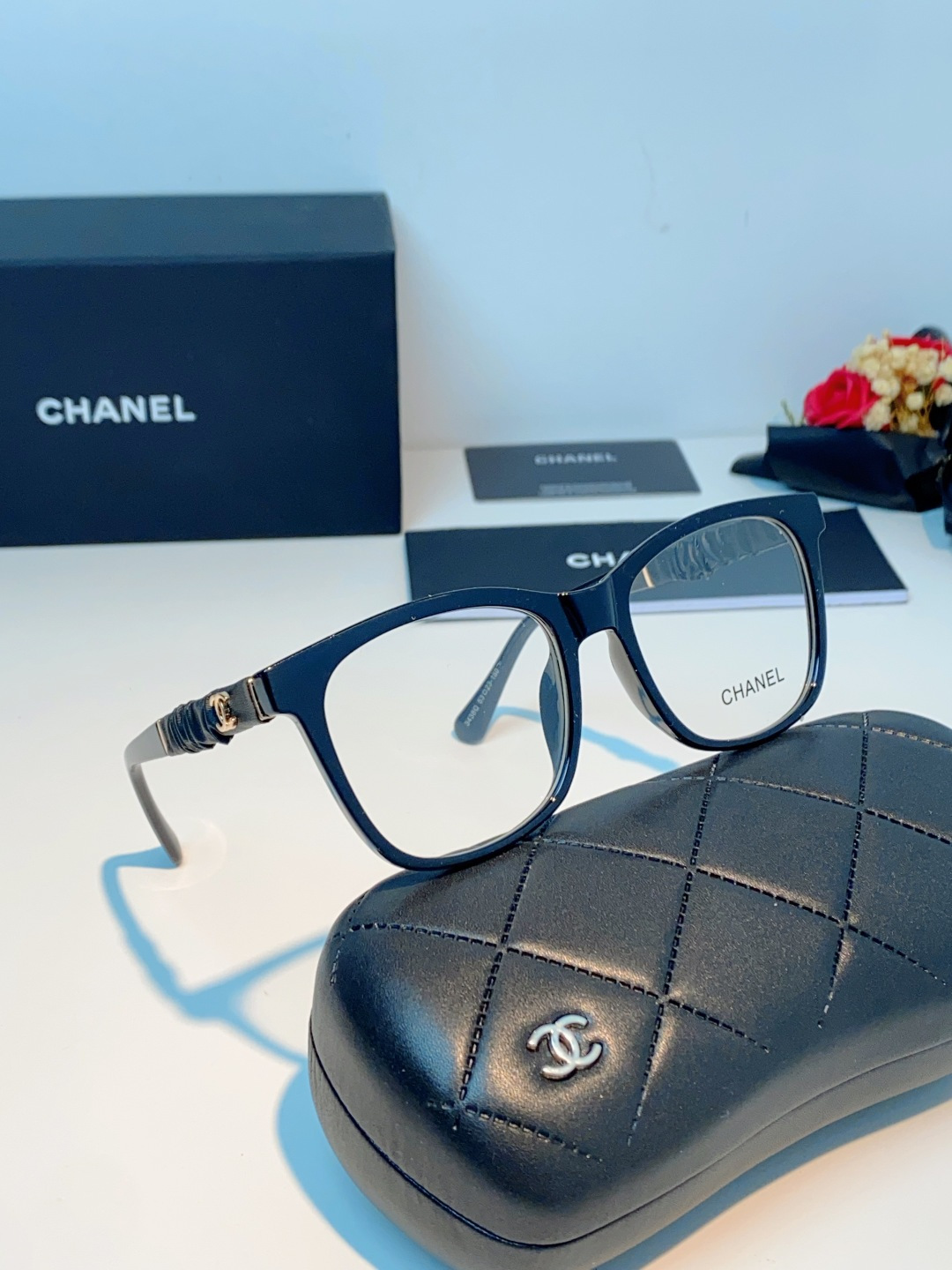 Chanel 香奈儿小红书富家千金高颜值眼镜框女皱褶皮素颜神器香槟咖近视眼镜架女士墨镜光学镜