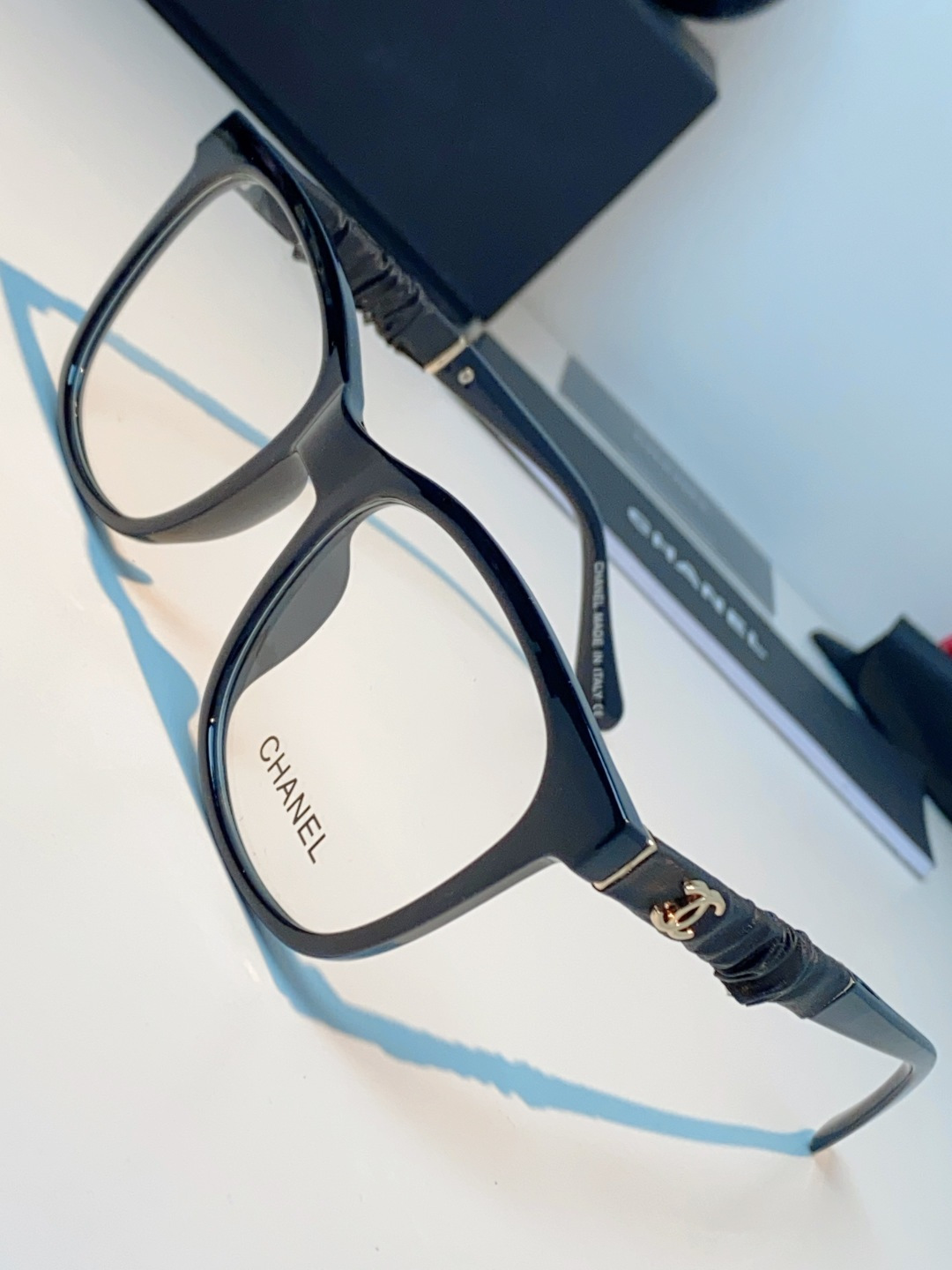 Chanel 香奈儿小红书富家千金高颜值眼镜框女皱褶皮素颜神器香槟咖近视眼镜架女士墨镜光学镜