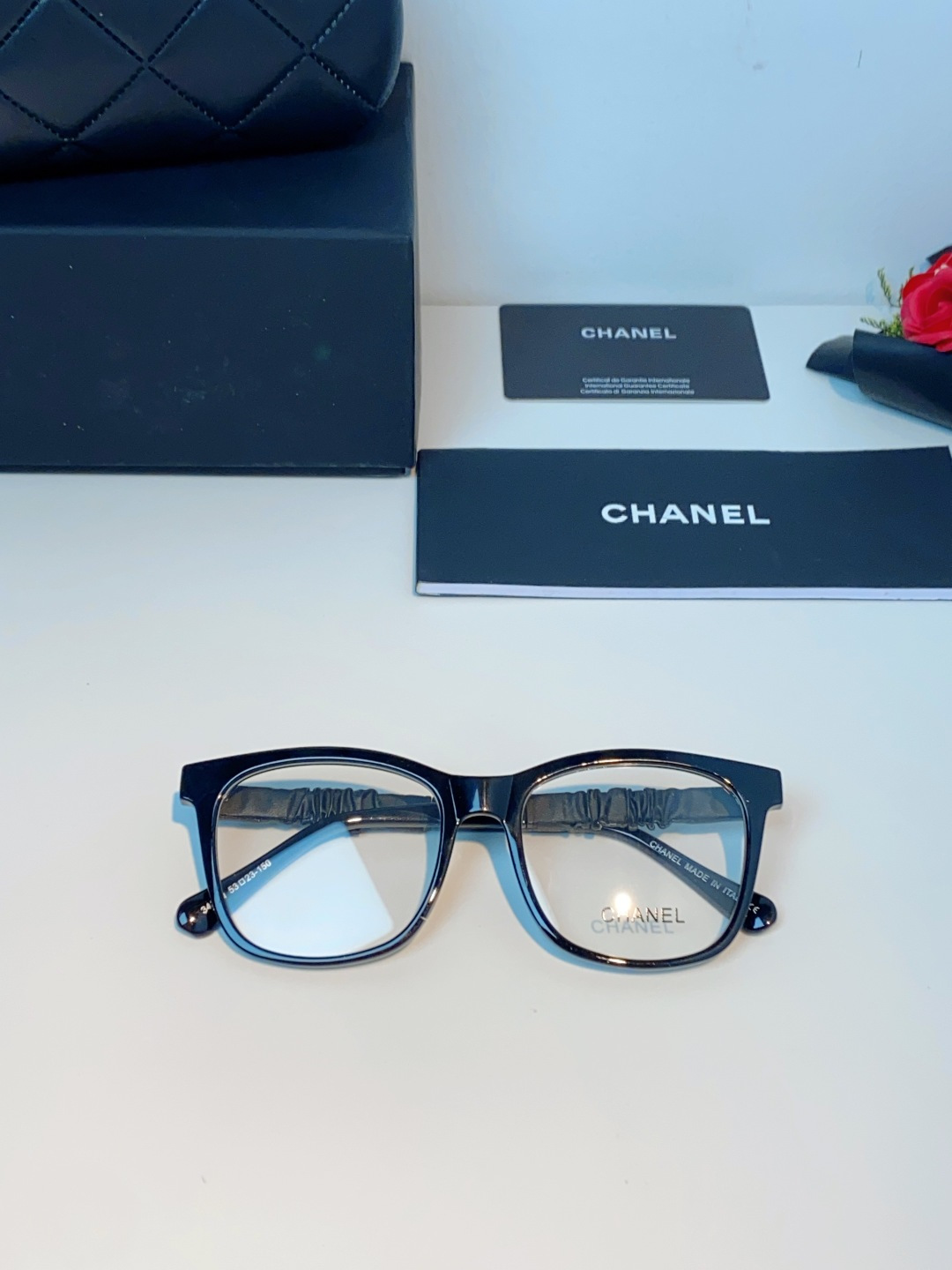 Chanel 香奈儿小红书富家千金高颜值眼镜框女皱褶皮素颜神器香槟咖近视眼镜架女士墨镜光学镜