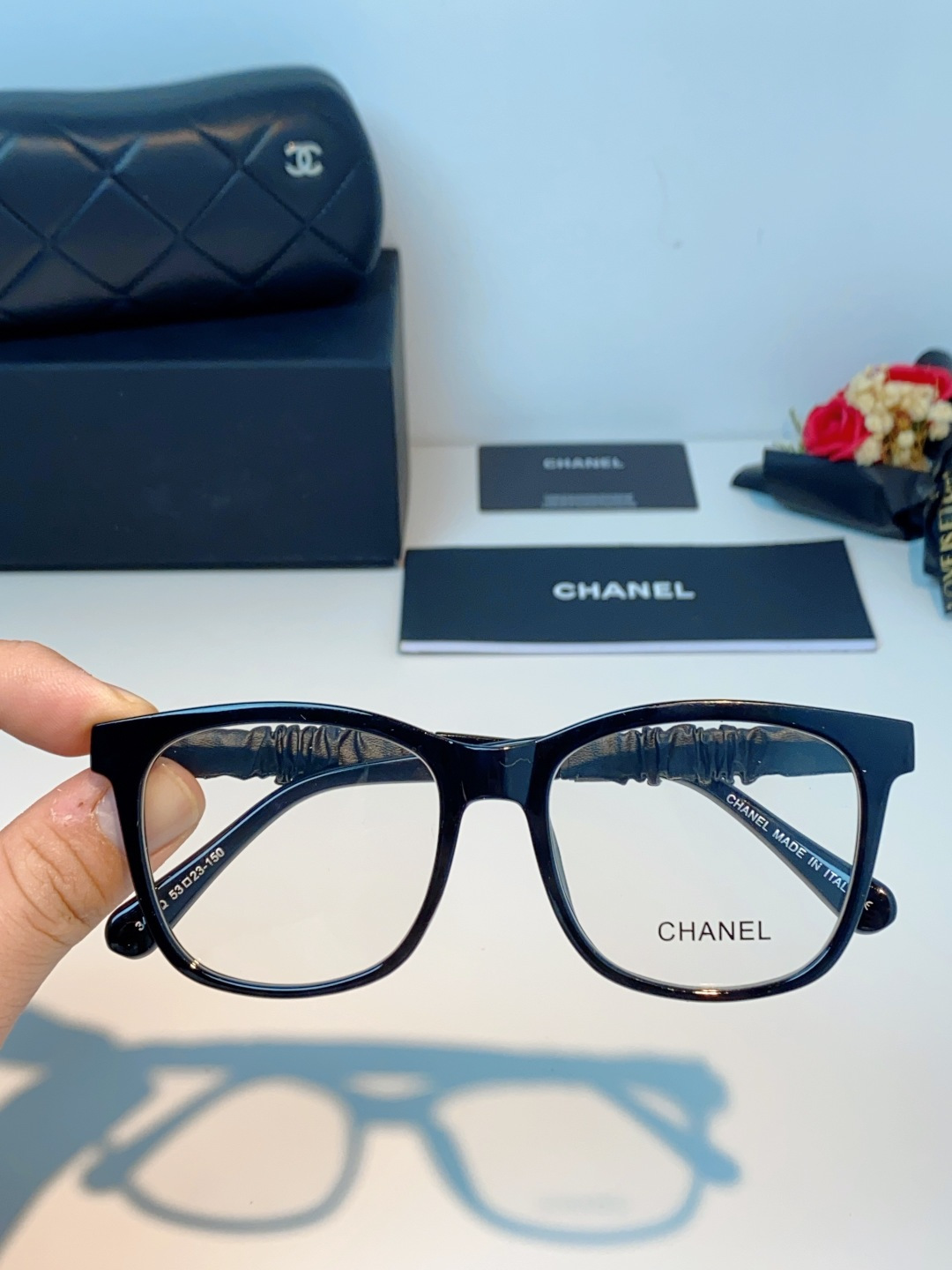 Chanel 香奈儿小红书富家千金高颜值眼镜框女皱褶皮素颜神器香槟咖近视眼镜架女士墨镜光学镜