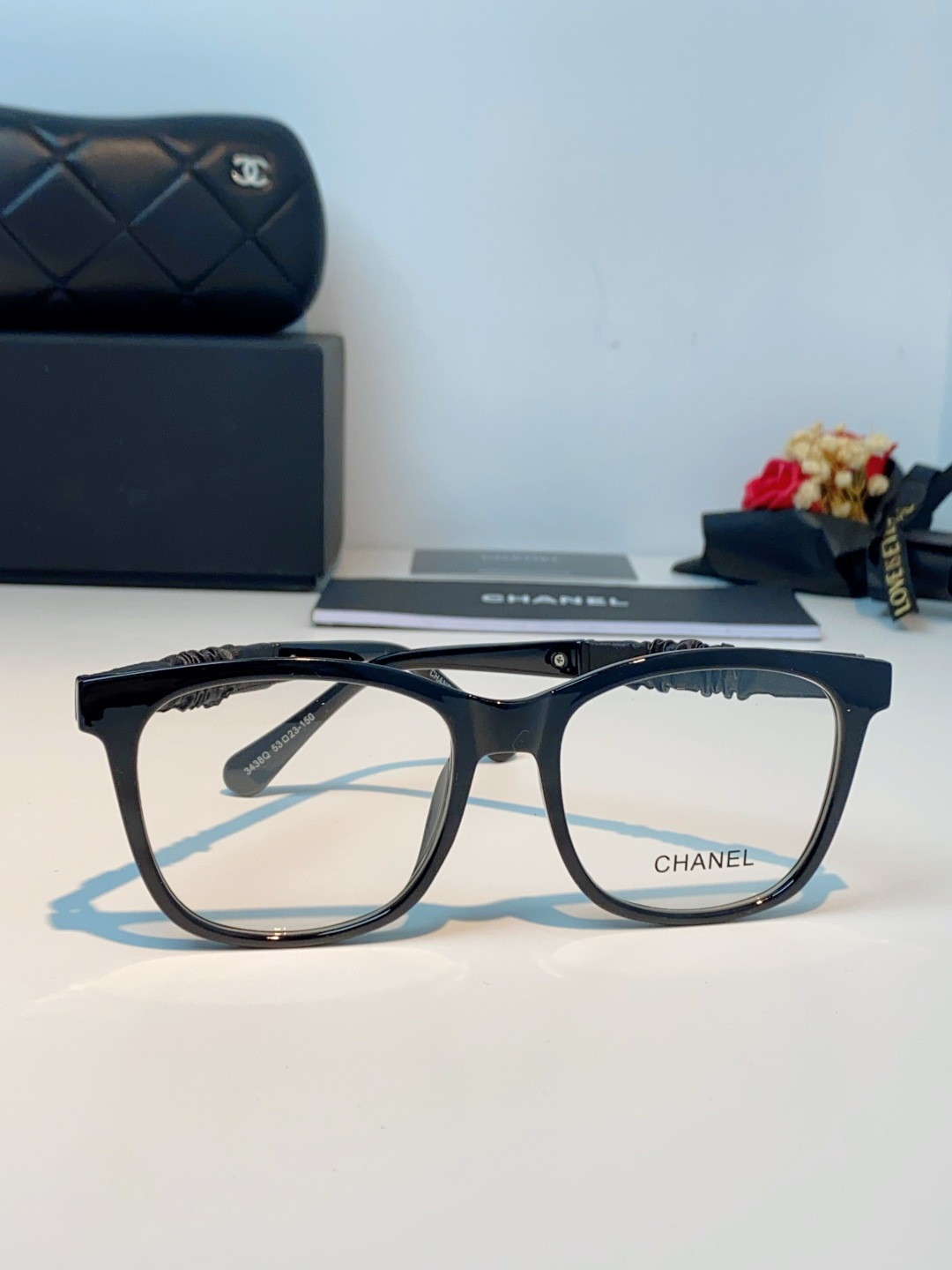 Chanel 香奈儿小红书富家千金高颜值眼镜框女皱褶皮素颜神器香槟咖近视眼镜架女士墨镜光学镜
