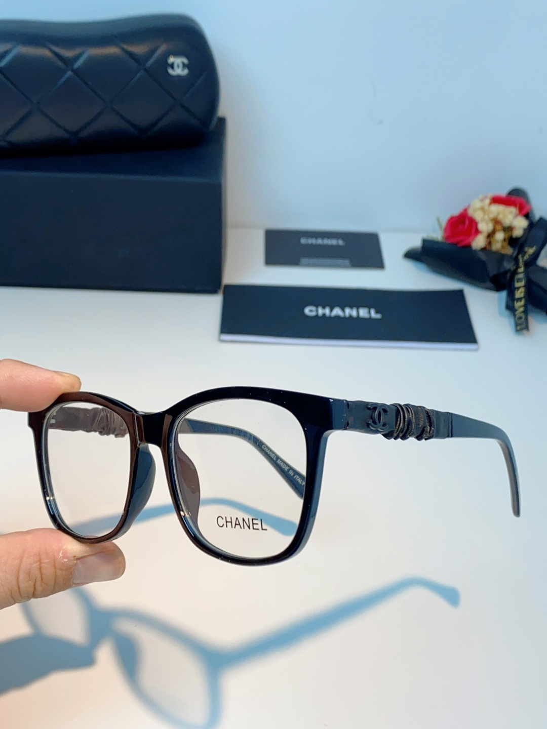 Chanel 香奈儿小红书富家千金高颜值眼镜框女皱褶皮素颜神器香槟咖近视眼镜架女士墨镜光学镜