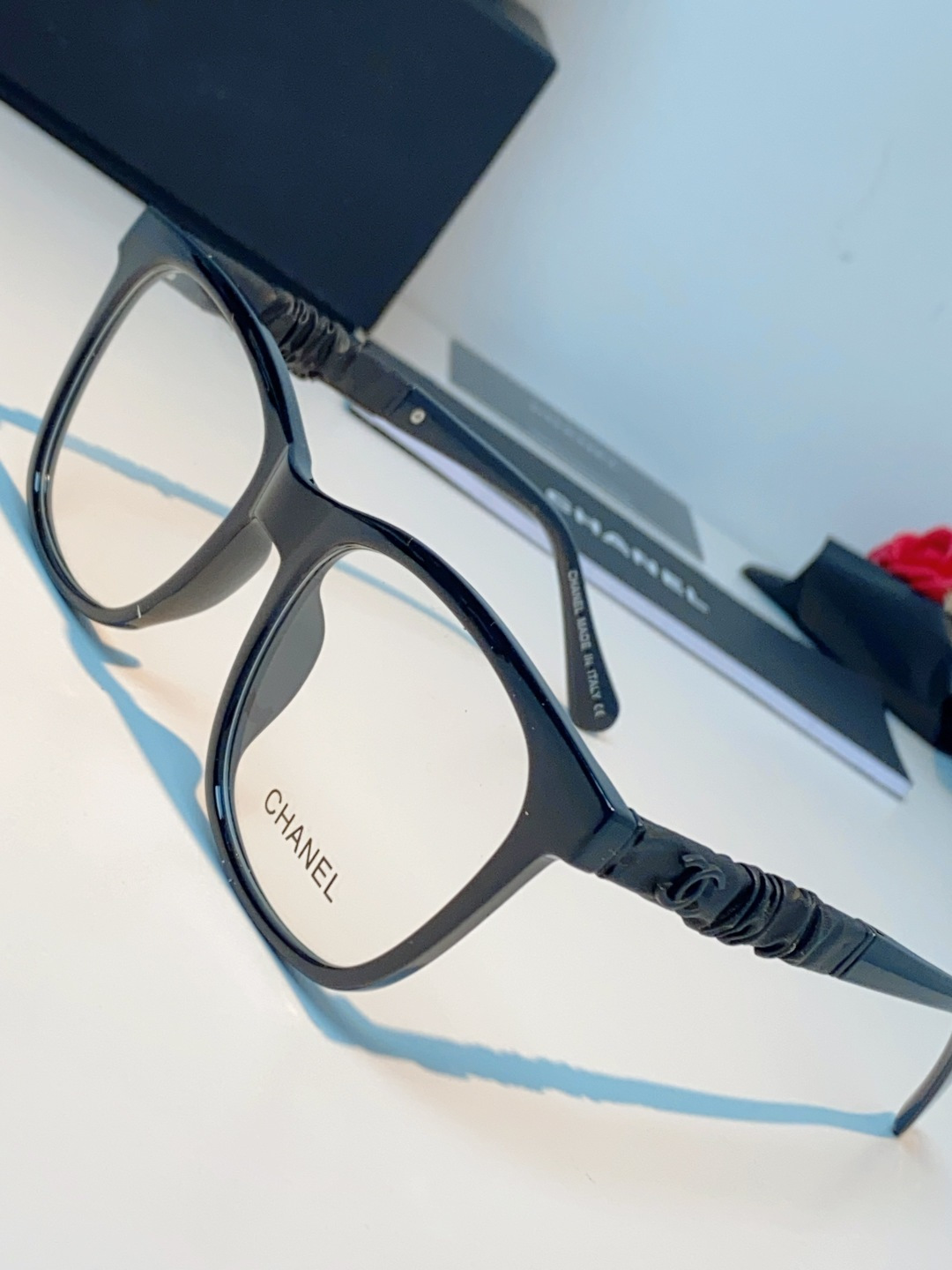 Chanel 香奈儿小红书富家千金高颜值眼镜框女皱褶皮素颜神器香槟咖近视眼镜架女士墨镜光学镜