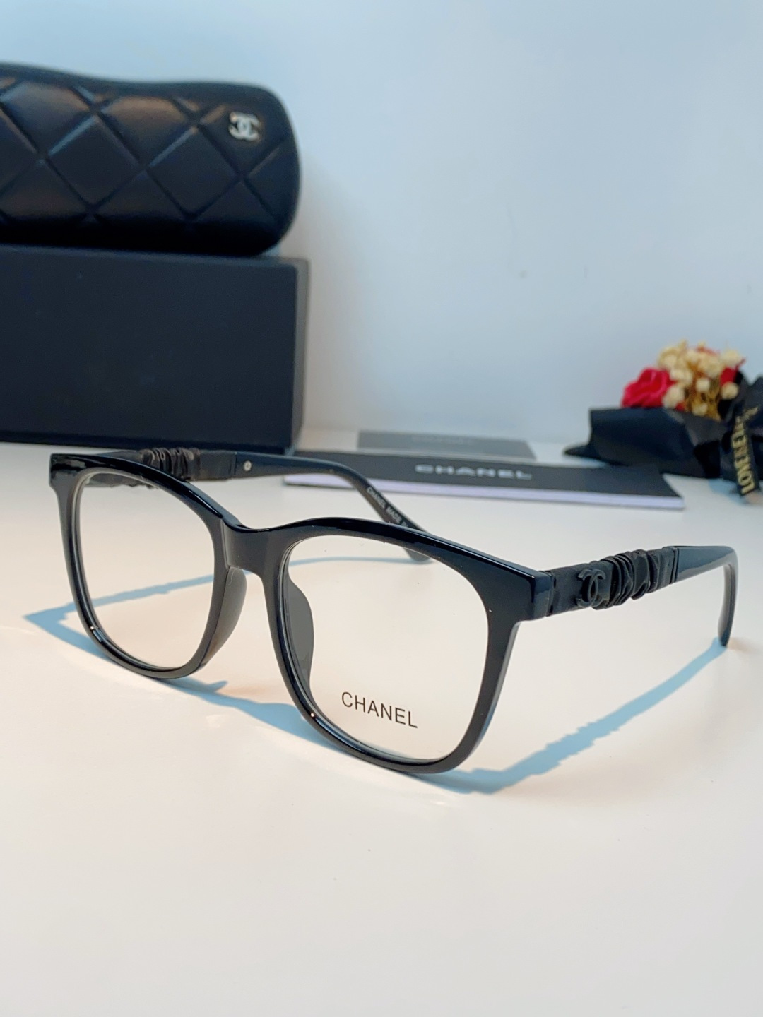 Chanel 香奈儿小红书富家千金高颜值眼镜框女皱褶皮素颜神器香槟咖近视眼镜架女士墨镜光学镜