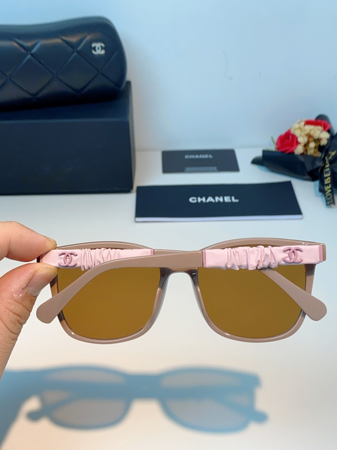 Chanel 香奈儿小红书富家千金高颜值眼镜框女皱褶皮素颜神器香槟咖近视眼镜架女士墨镜光学镜