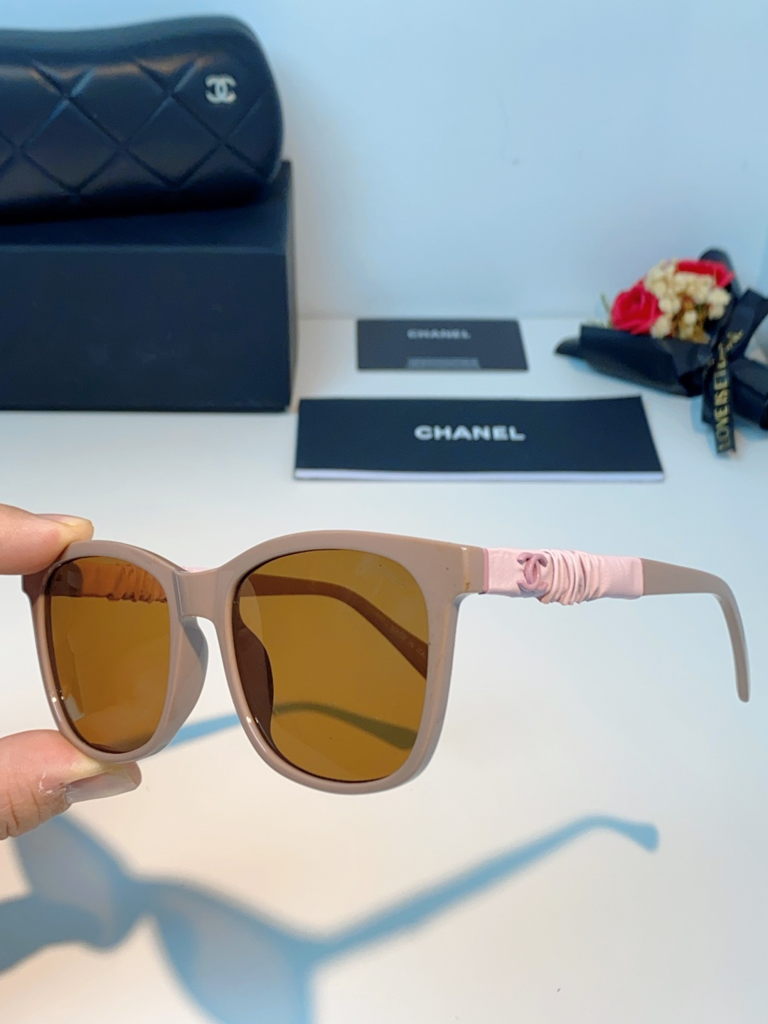 Chanel 香奈儿小红书富家千金高颜值眼镜框女皱褶皮素颜神器香槟咖近视眼镜架女士墨镜光学镜