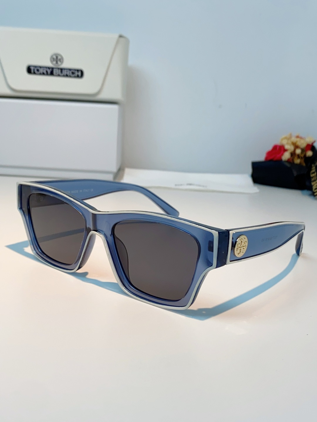 Tory Burch托里伯奇 方镜框 朋克个性时尚太阳镜 男女通用 个性方形粗框猫眼设计旅游海边经典太阳