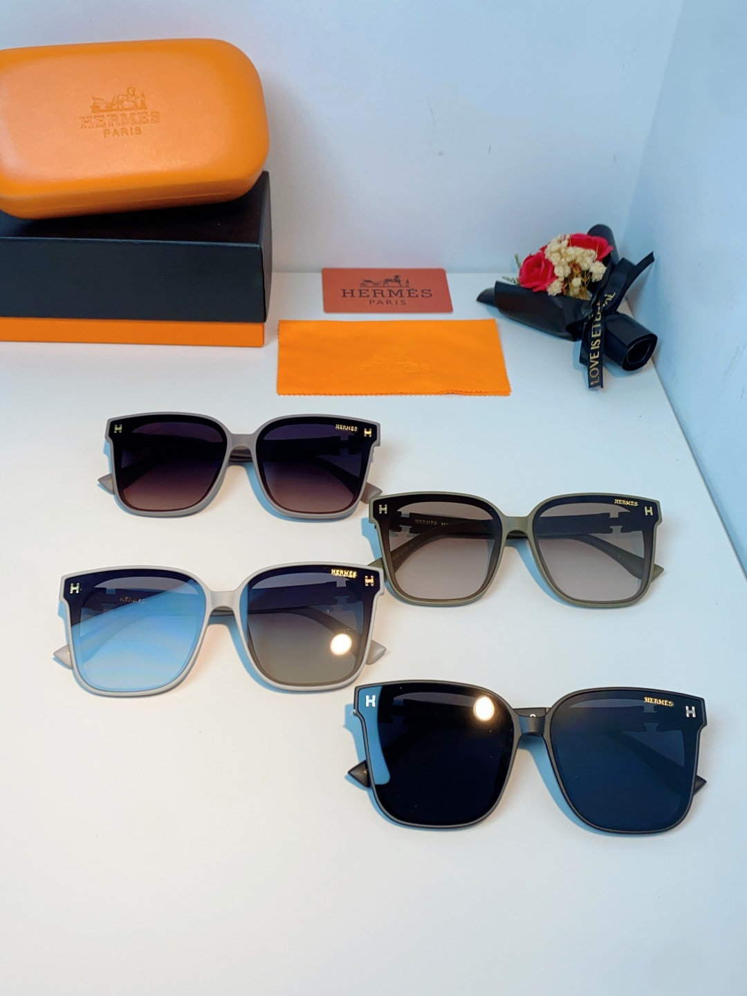 Hermes爱马仕 2026新款高级感墨镜女个性方圆脸海边防紫外线太阳镜登山徒步防晒眼镜 男女通用