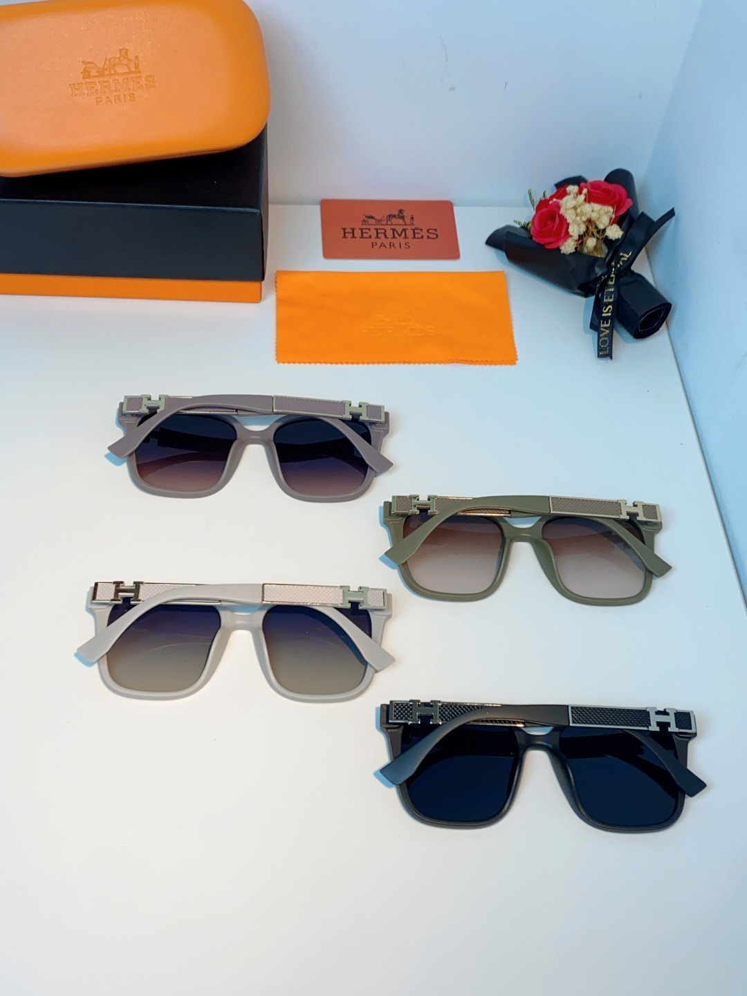 Hermes爱马仕 2026新款高级感墨镜女个性方圆脸海边防紫外线太阳镜登山徒步防晒眼镜 男女通用