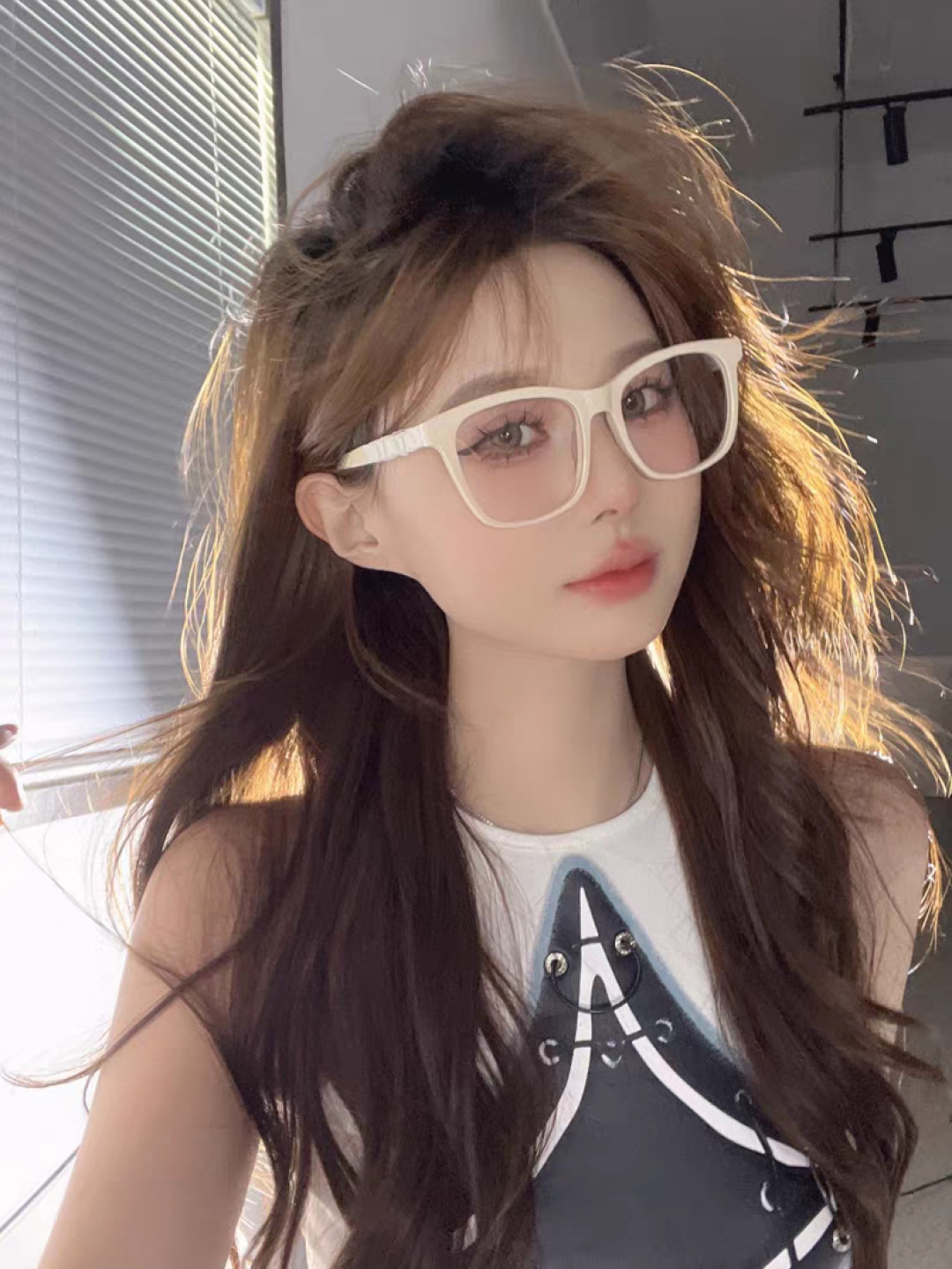 Chanel 香奈儿小红书富家千金高颜值眼镜框女皱褶皮素颜神器香槟咖近视眼镜架女士墨镜光学镜