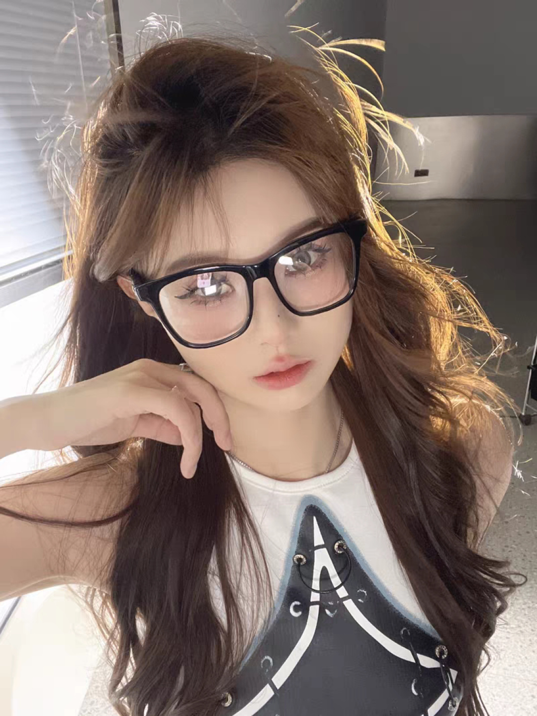 Chanel 香奈儿小红书富家千金高颜值眼镜框女皱褶皮素颜神器香槟咖近视眼镜架女士墨镜光学镜