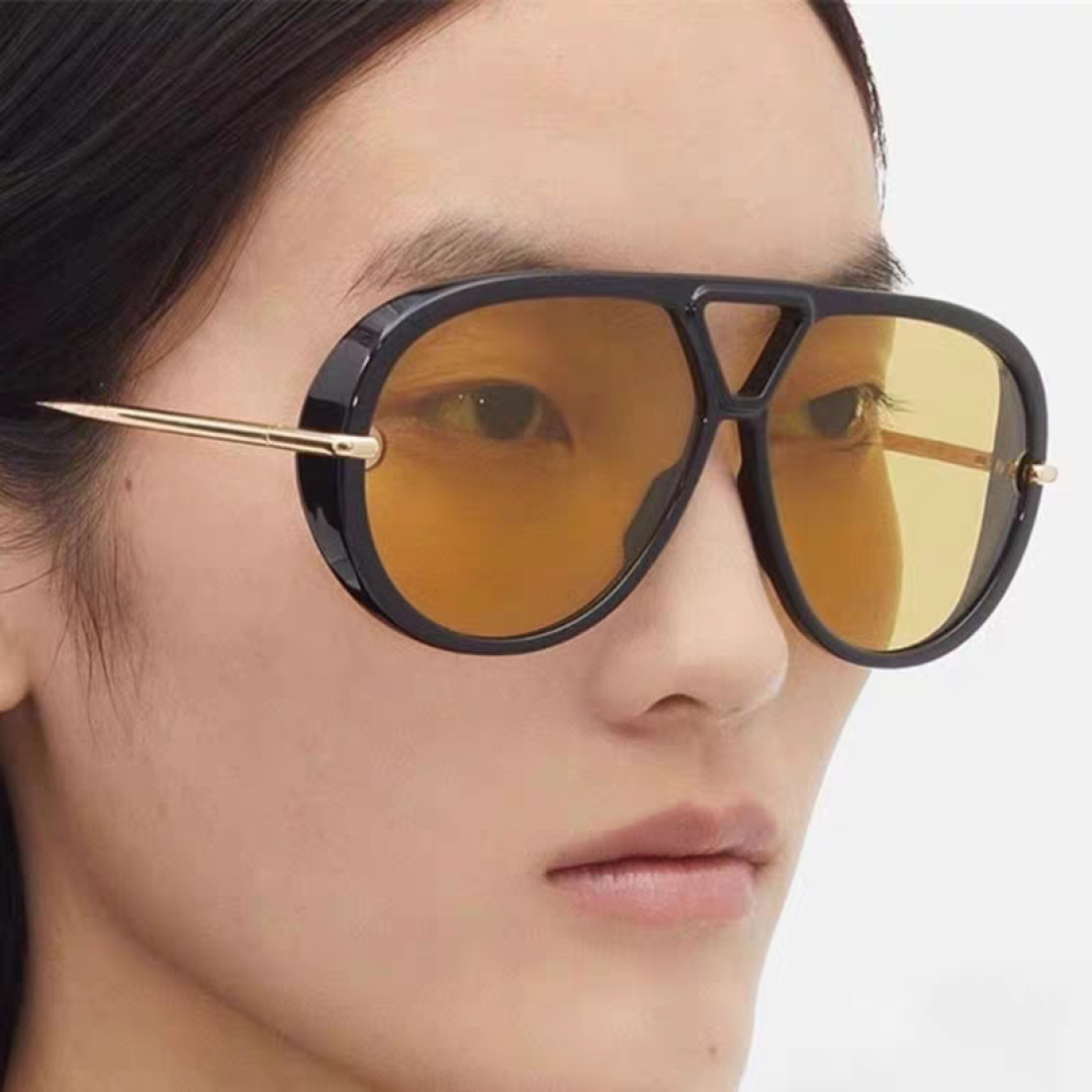 BottegaVeneta宝缇嘉 ,2026新款飞行员式太阳眼镜蛤蟆板材金属瘦脸大框防紫外线墨镜