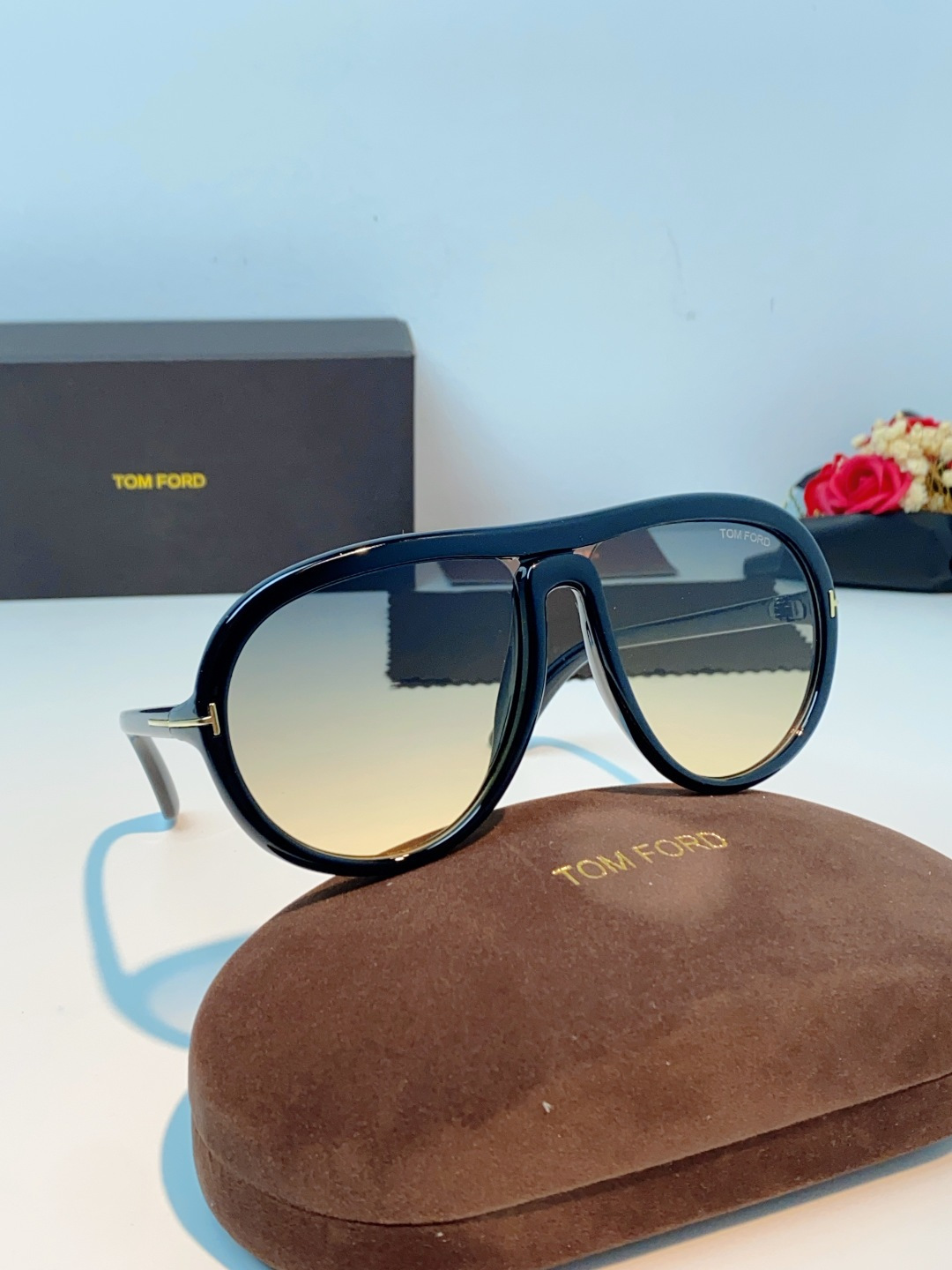 TomFord汤姆福特 2026新款欧美复古大框圆脸显瘦蛤蟆镜男女潮户外骑行遮阳太阳眼镜嘻哈墨镜