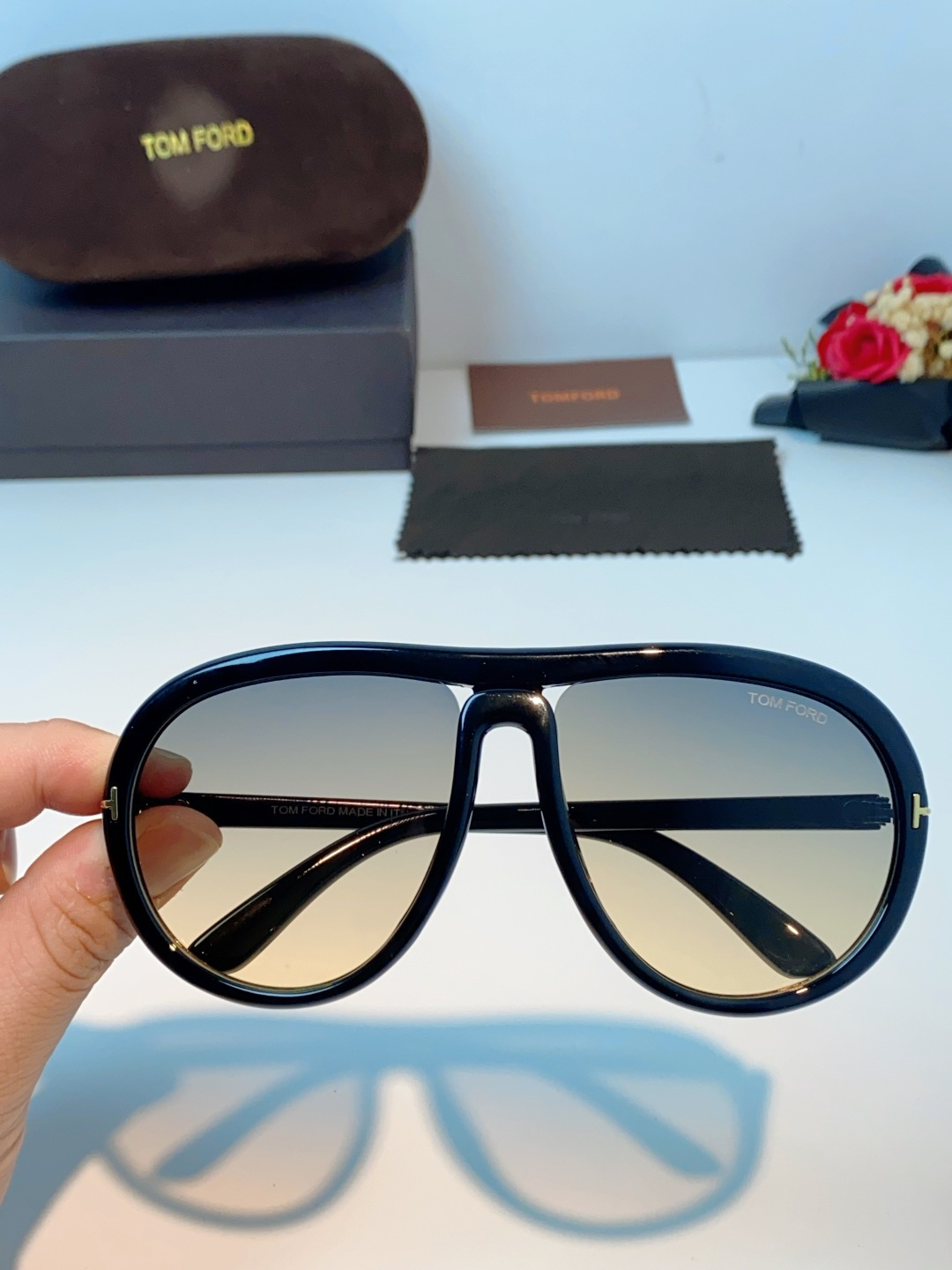 TomFord汤姆福特 2026新款欧美复古大框圆脸显瘦蛤蟆镜男女潮户外骑行遮阳太阳眼镜嘻哈墨镜