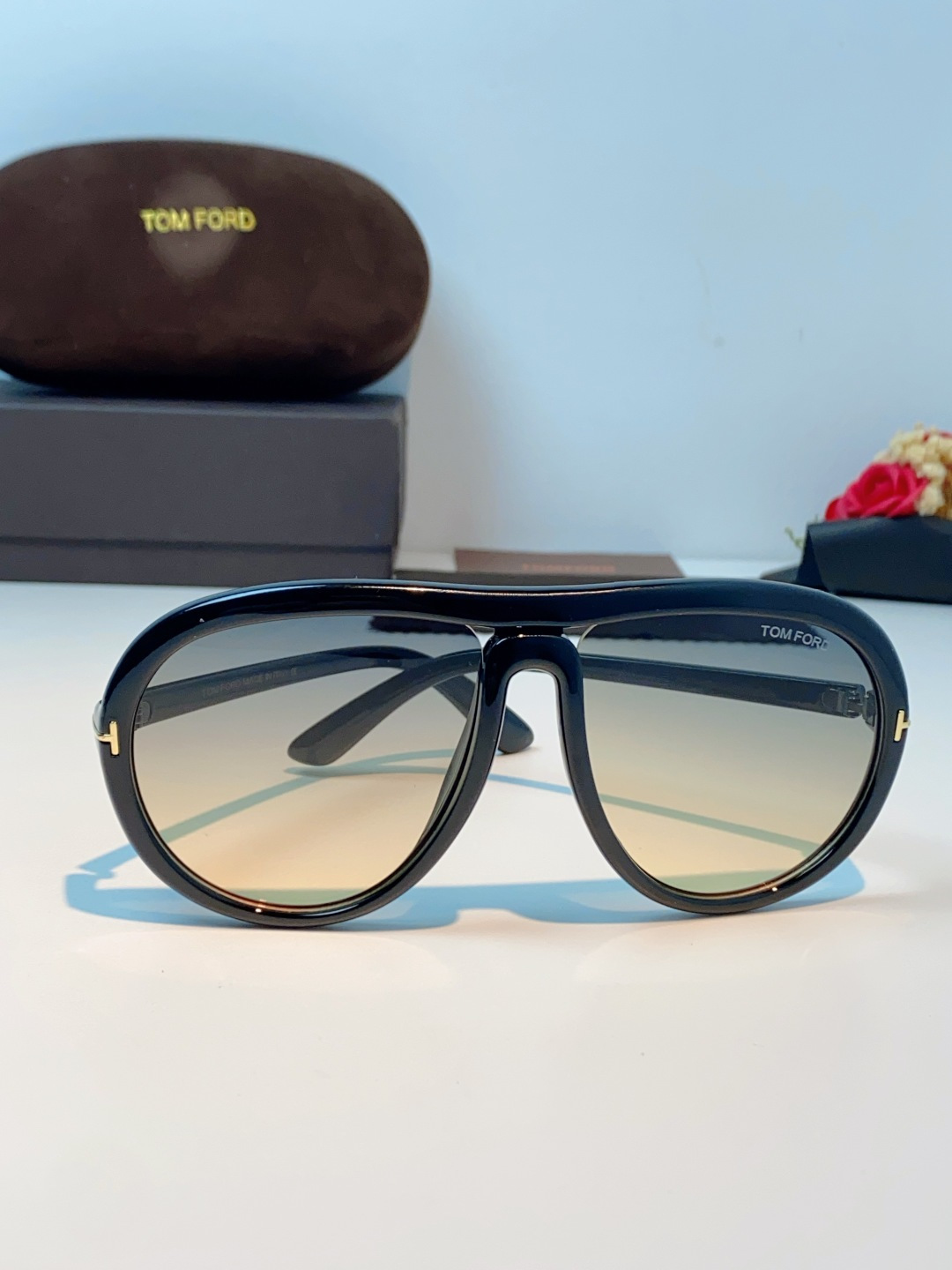 TomFord汤姆福特 2026新款欧美复古大框圆脸显瘦蛤蟆镜男女潮户外骑行遮阳太阳眼镜嘻哈墨镜