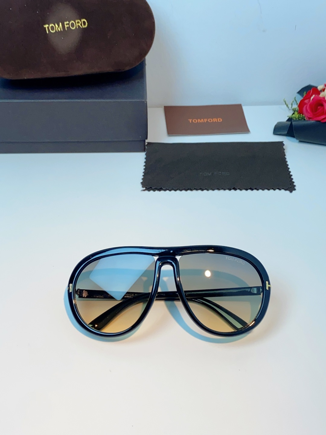 TomFord汤姆福特 2026新款欧美复古大框圆脸显瘦蛤蟆镜男女潮户外骑行遮阳太阳眼镜嘻哈墨镜