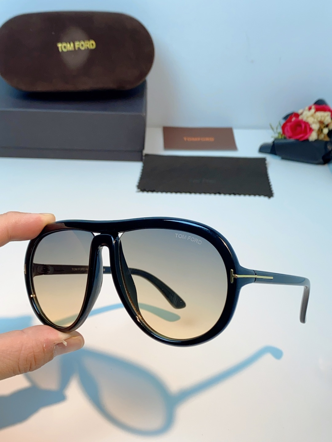 TomFord汤姆福特 2026新款欧美复古大框圆脸显瘦蛤蟆镜男女潮户外骑行遮阳太阳眼镜嘻哈墨镜