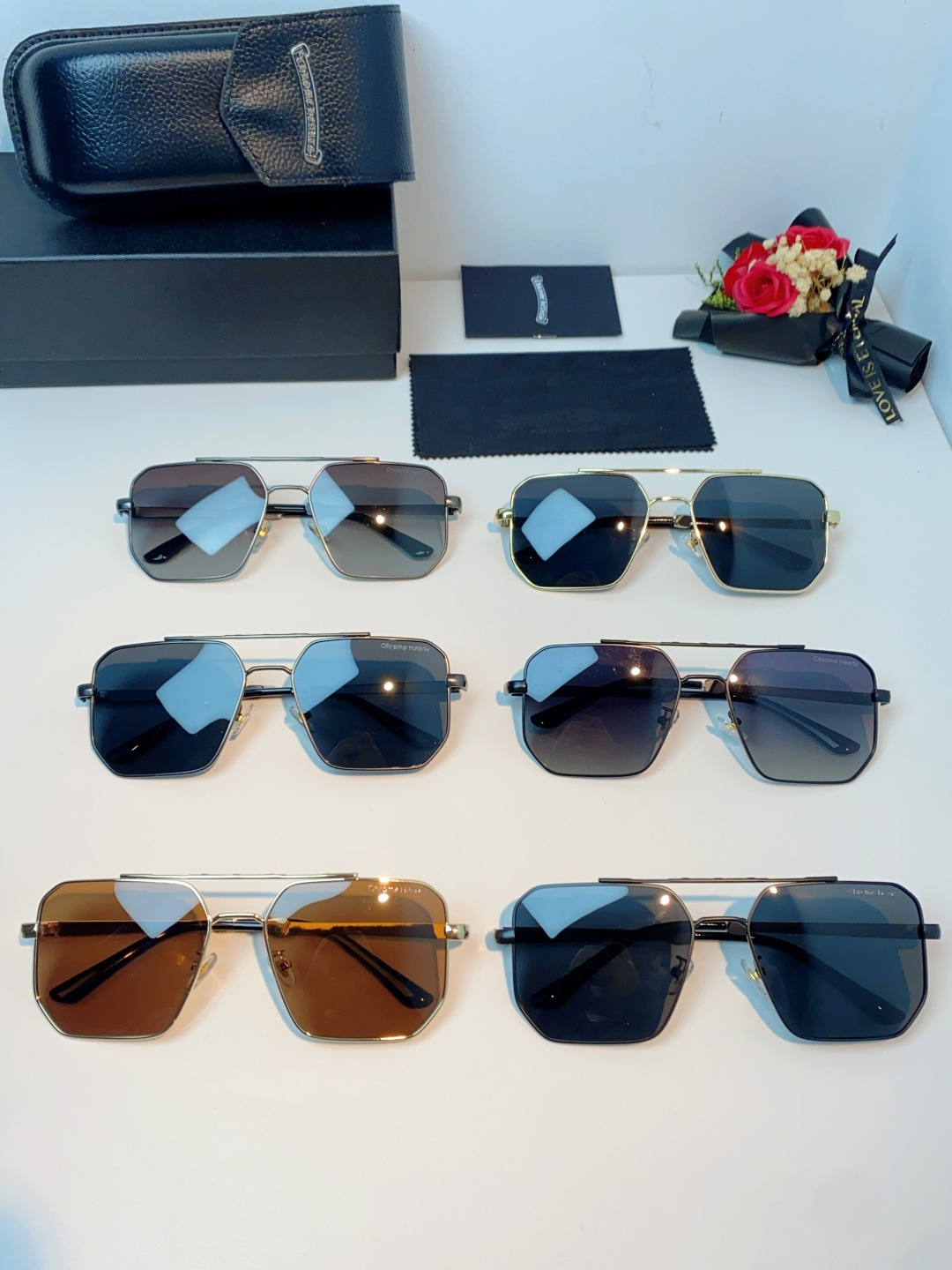 Chrome Hearts 克罗心 2025新款57S金属方形男士偏光商务款墨镜女高级感太阳眼镜防晒潮男