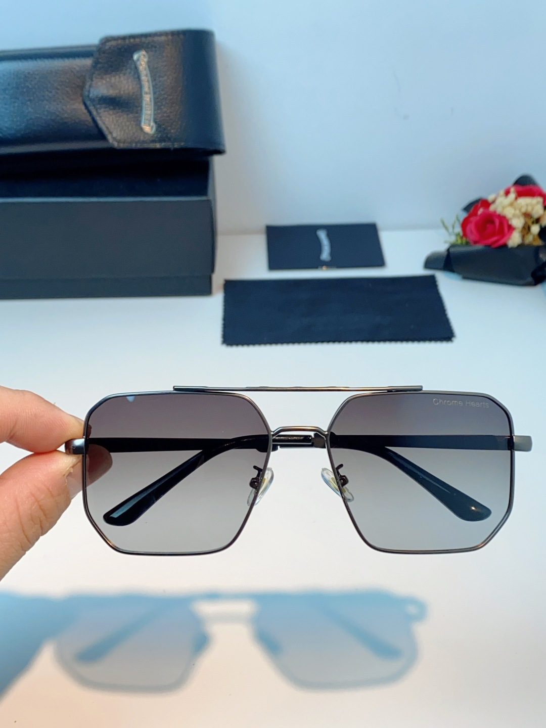 Chrome Hearts 克罗心 2025新款57S金属方形男士偏光商务款墨镜女高级感太阳眼镜防晒潮男