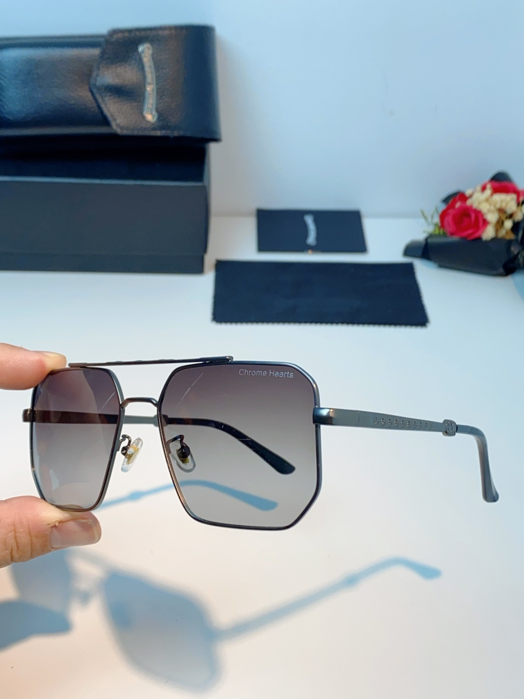 Chrome Hearts 克罗心 2025新款57S金属方形男士偏光商务款墨镜女高级感太阳眼镜防晒潮男