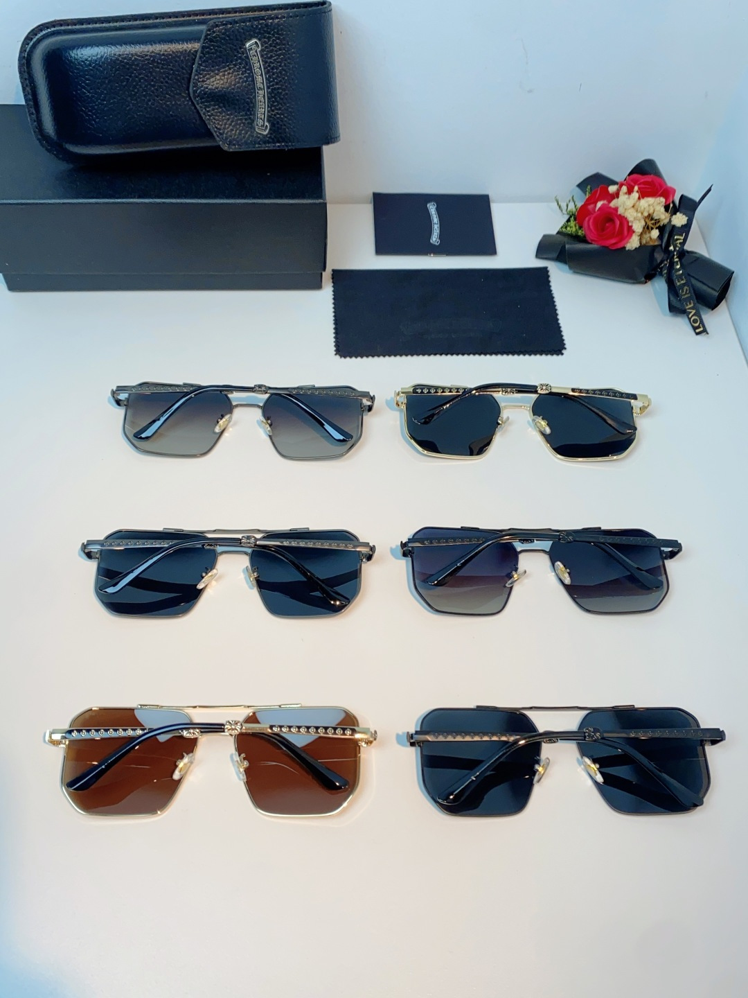 Chrome Hearts 克罗心 2025新款57S金属方形男士偏光商务款墨镜女高级感太阳眼镜防晒潮男