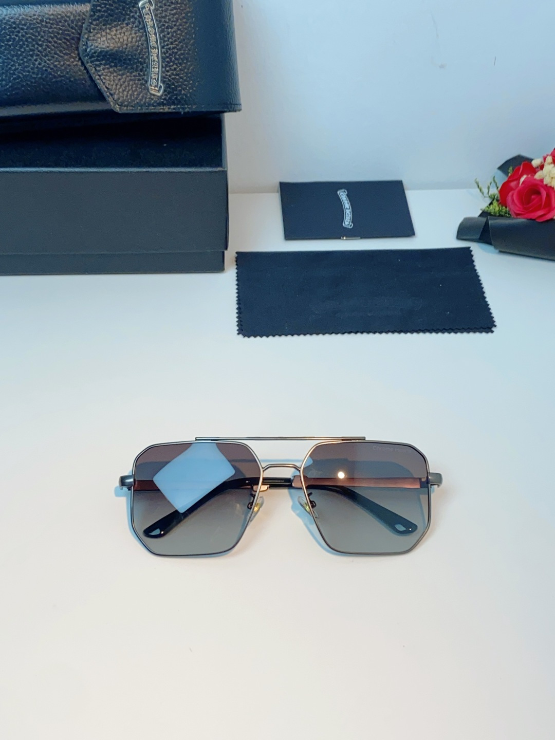 Chrome Hearts 克罗心 2025新款57S金属方形男士偏光商务款墨镜女高级感太阳眼镜防晒潮男