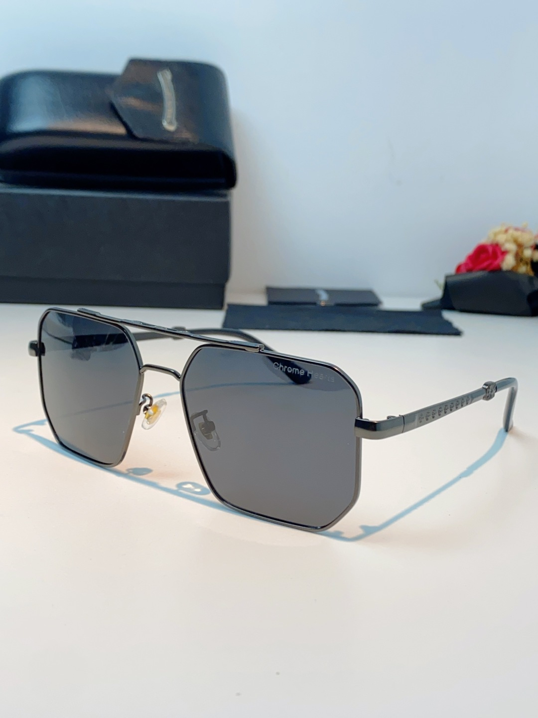 Chrome Hearts 克罗心 2025新款57S金属方形男士偏光商务款墨镜女高级感太阳眼镜防晒潮男