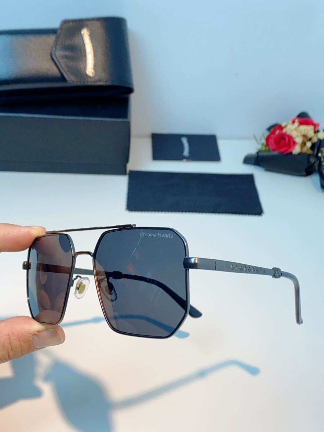 Chrome Hearts 克罗心 2025新款57S金属方形男士偏光商务款墨镜女高级感太阳眼镜防晒潮男