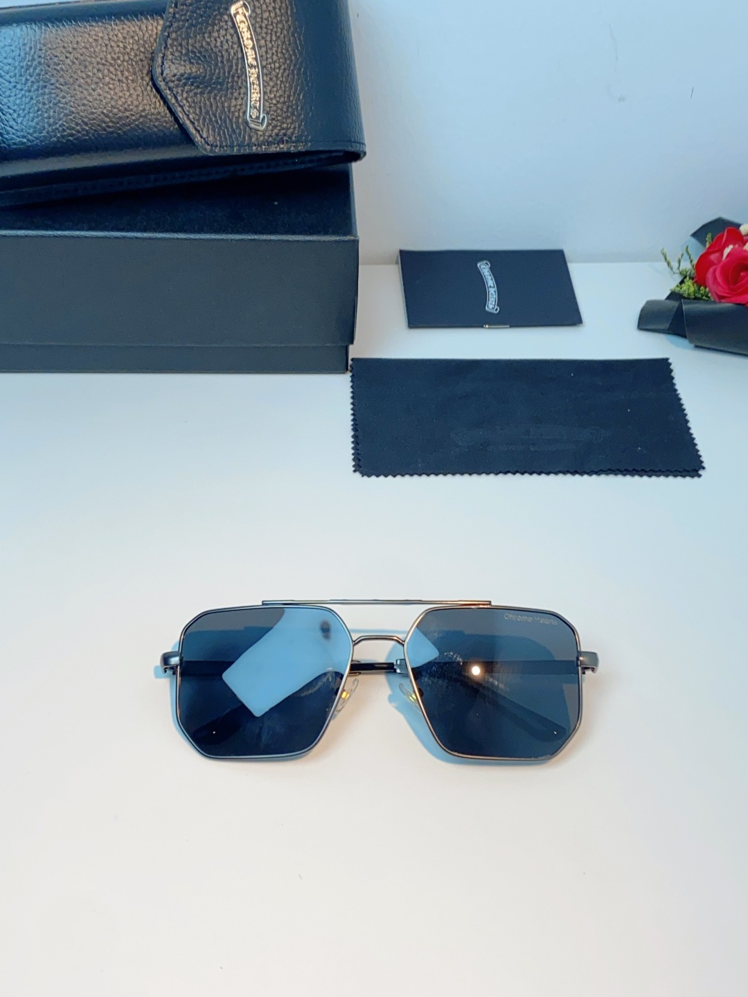 Chrome Hearts 克罗心 2025新款57S金属方形男士偏光商务款墨镜女高级感太阳眼镜防晒潮男